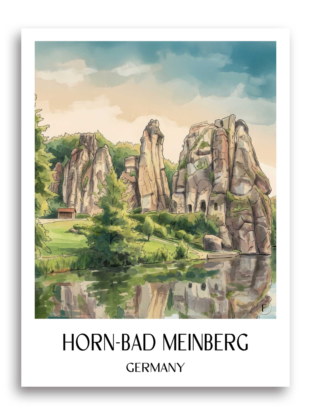 Horn-Bad Meinberg Poster - Ostwestfalen-Lippe - Deutschland Kunstdruck - Aquarell von A4 bis A1 - favplace