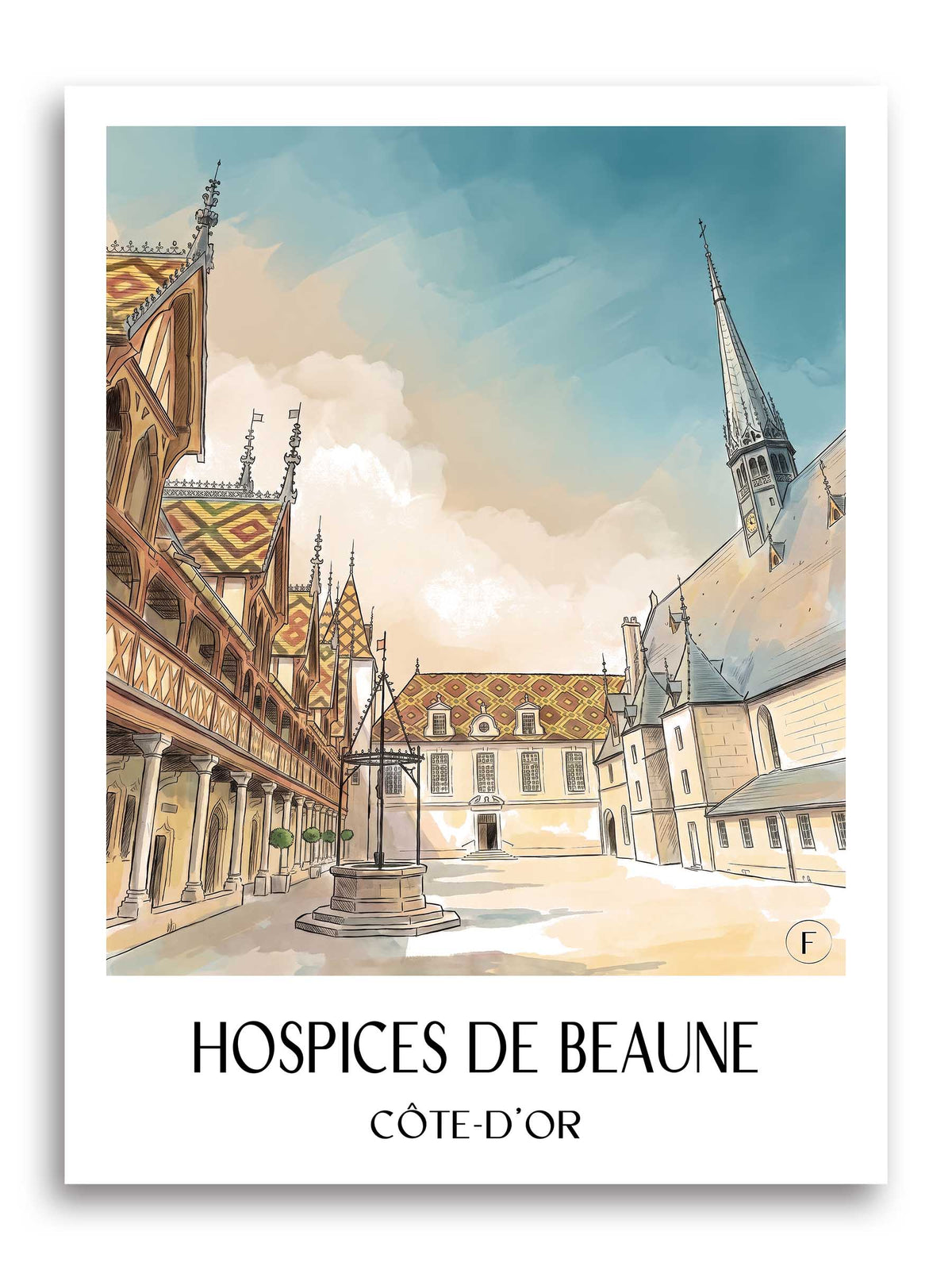 Hospices de Beaune Poster - Côte-d'Or - Frankreich Kunstdruck - Aquarell von A4 bis A1 - favplace
