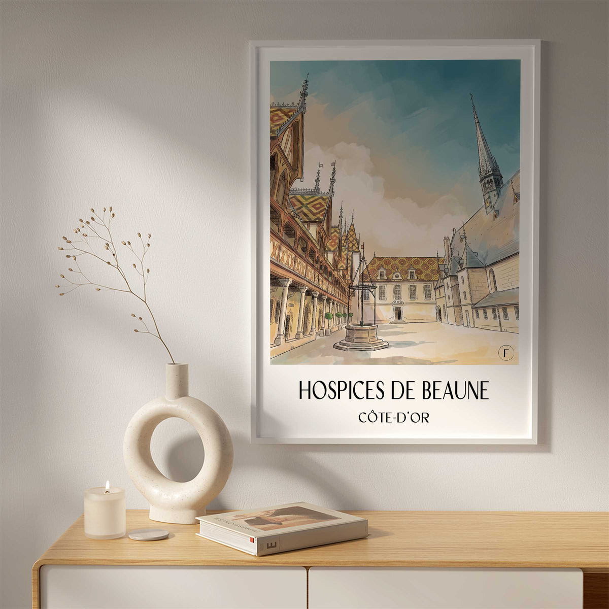 hospices-de-beaune-côte-d'or-frankreich-poster-aquarell