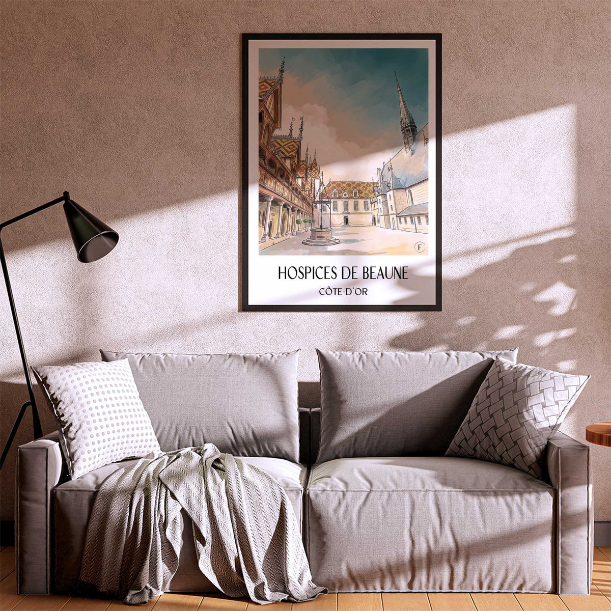 hospices-de-beaune-côte-d'or-frankreich-poster-aquarell