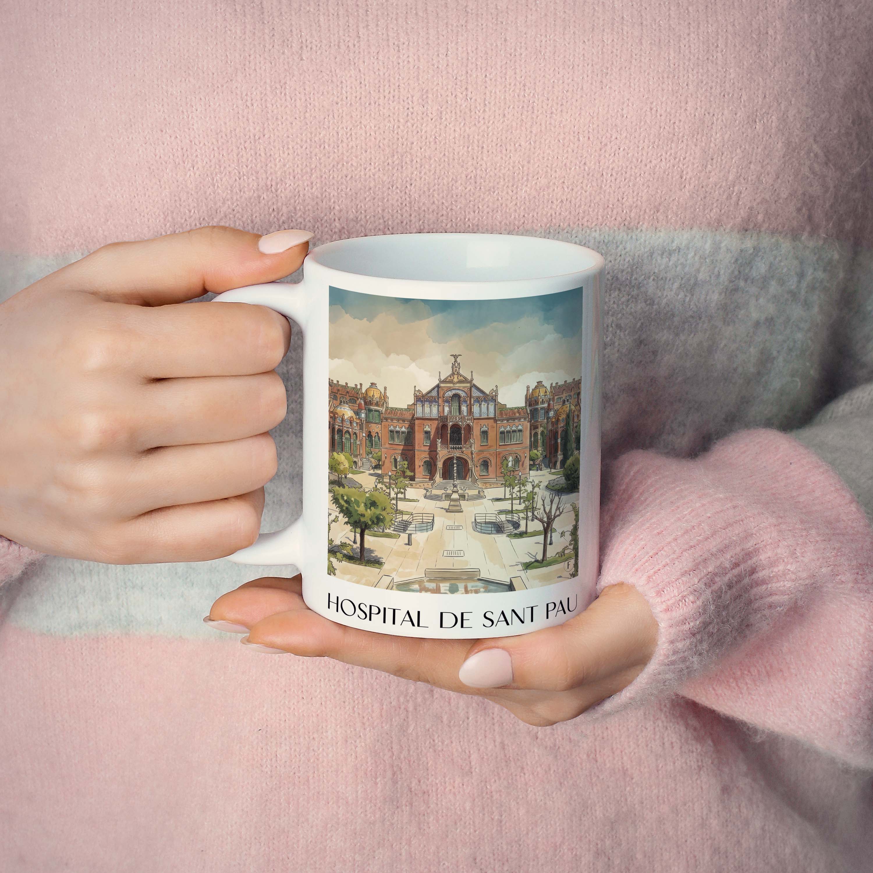 hospital-de-sant-pau-barcelona-spanien-kaffeebecher-aquarell