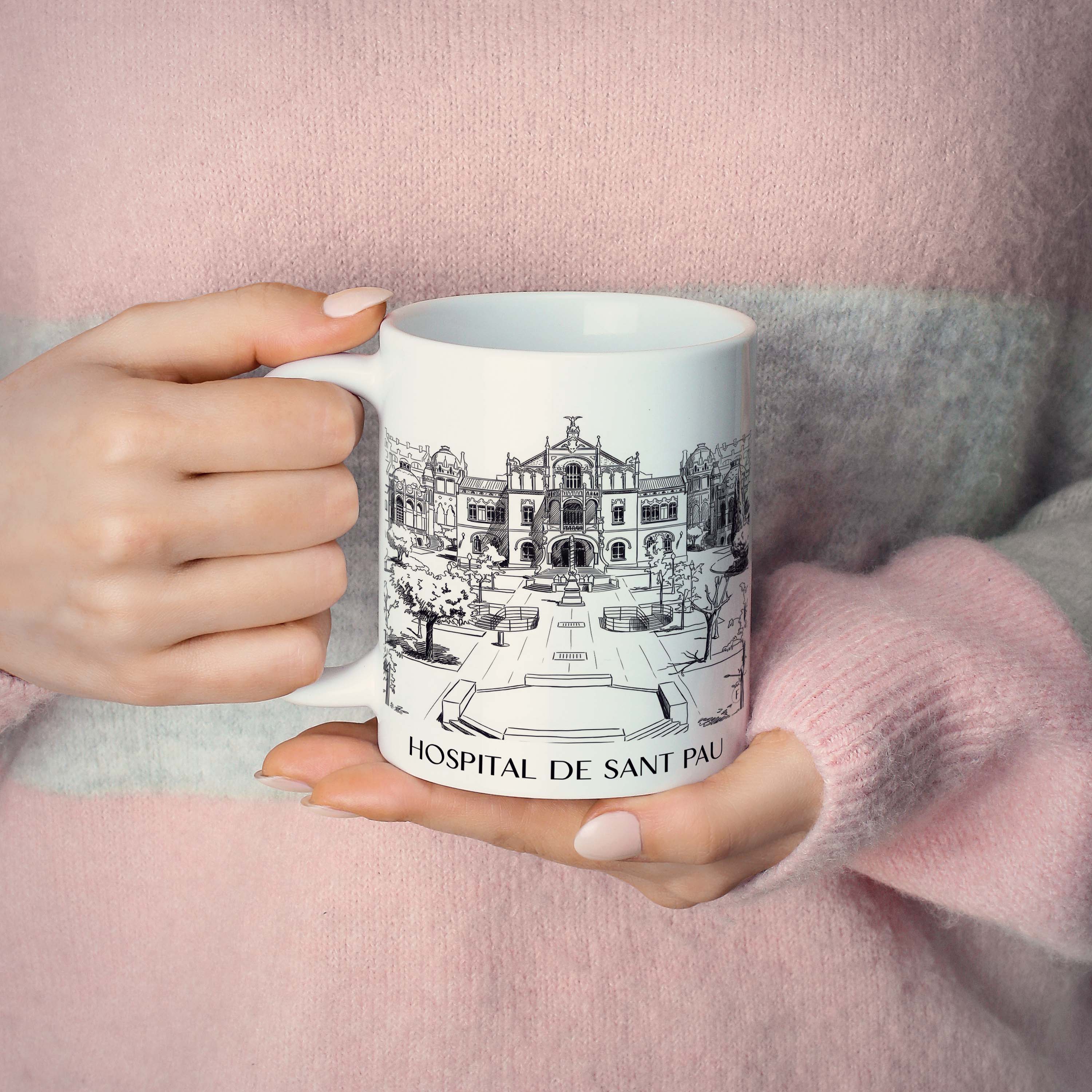 hospital-de-sant-pau-barcelona-spanien-kaffeebecher-skizze