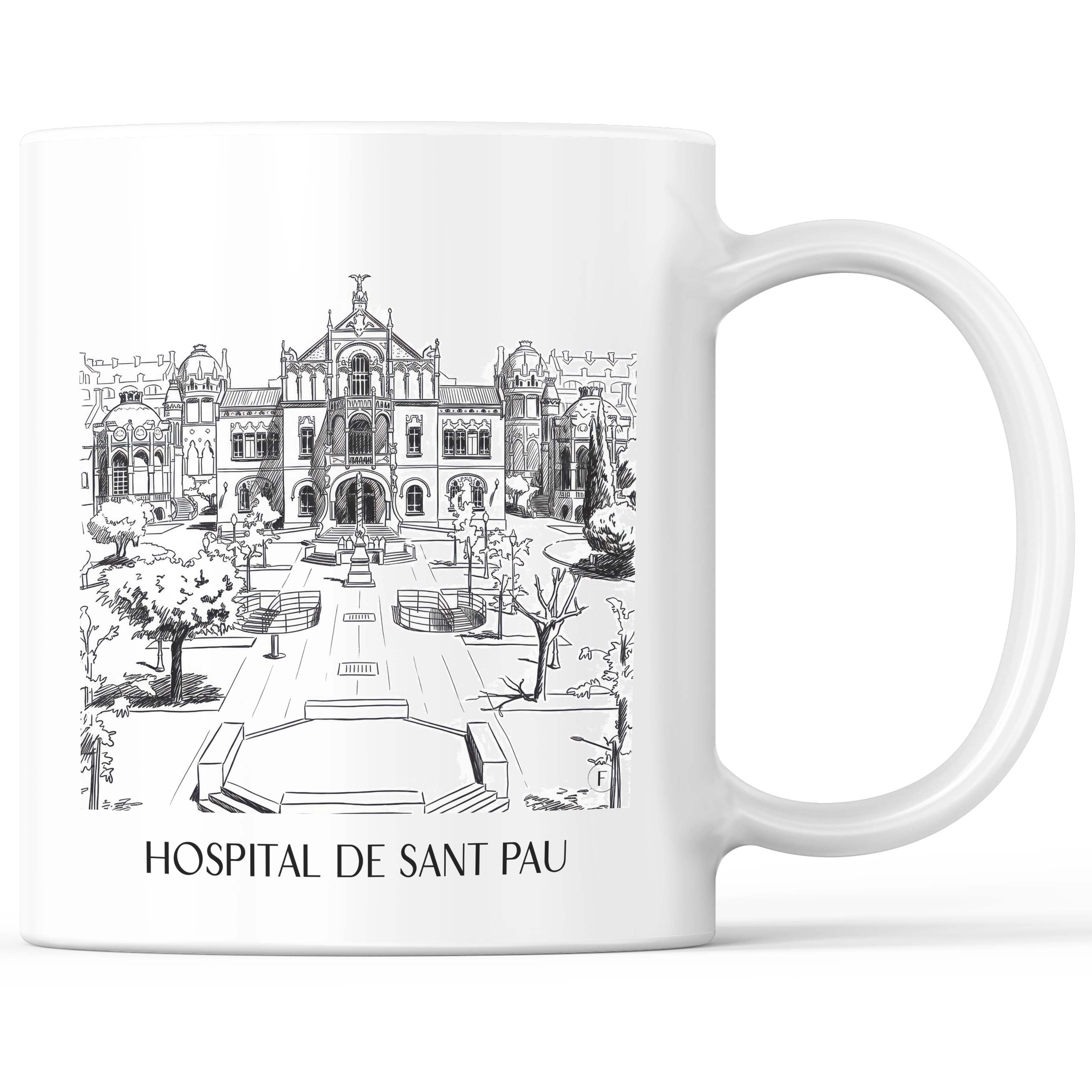 Hospital de Sant Pau Kaffeebecher - Barcelona - Spanien Becher - Kaffeetasse im Skizze Stil - favplace