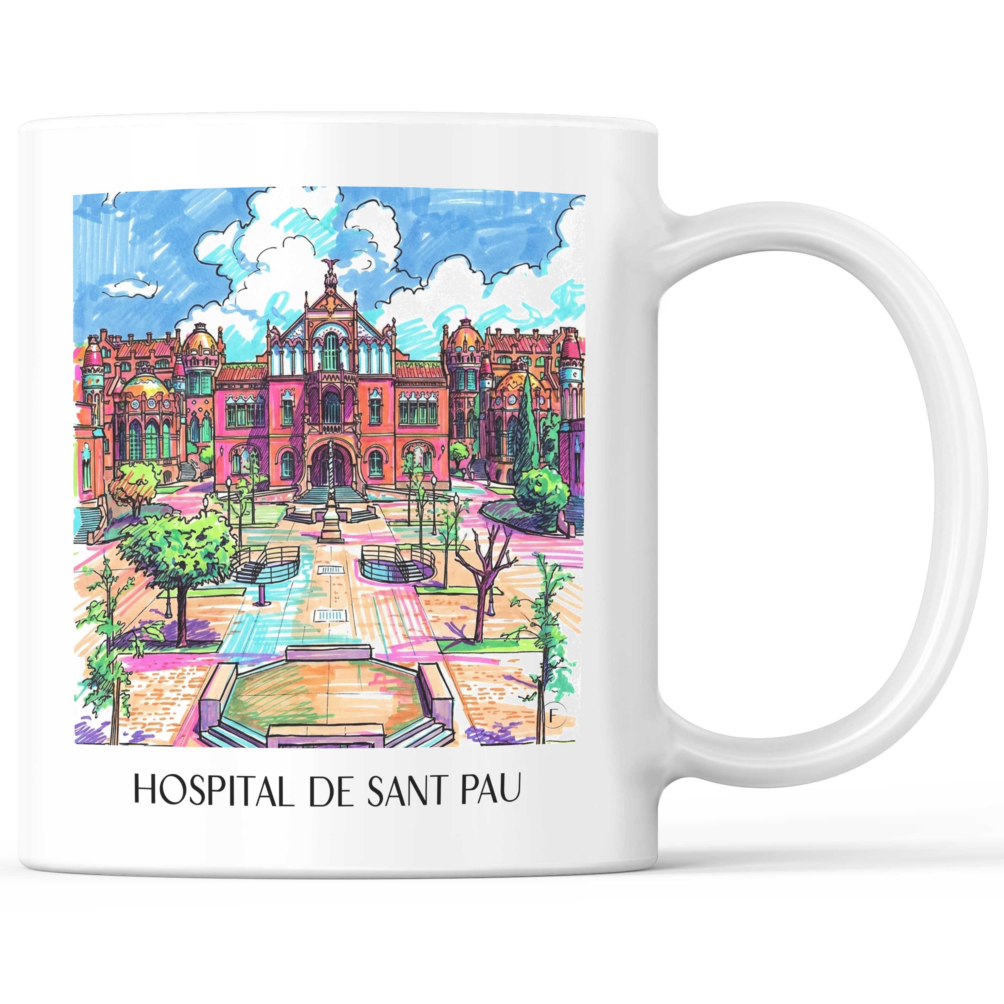 Hospital de Sant Pau Kaffeebecher - Barcelona - Spanien Becher - Kaffeetasse im Tag Graffiti Stil - favplace