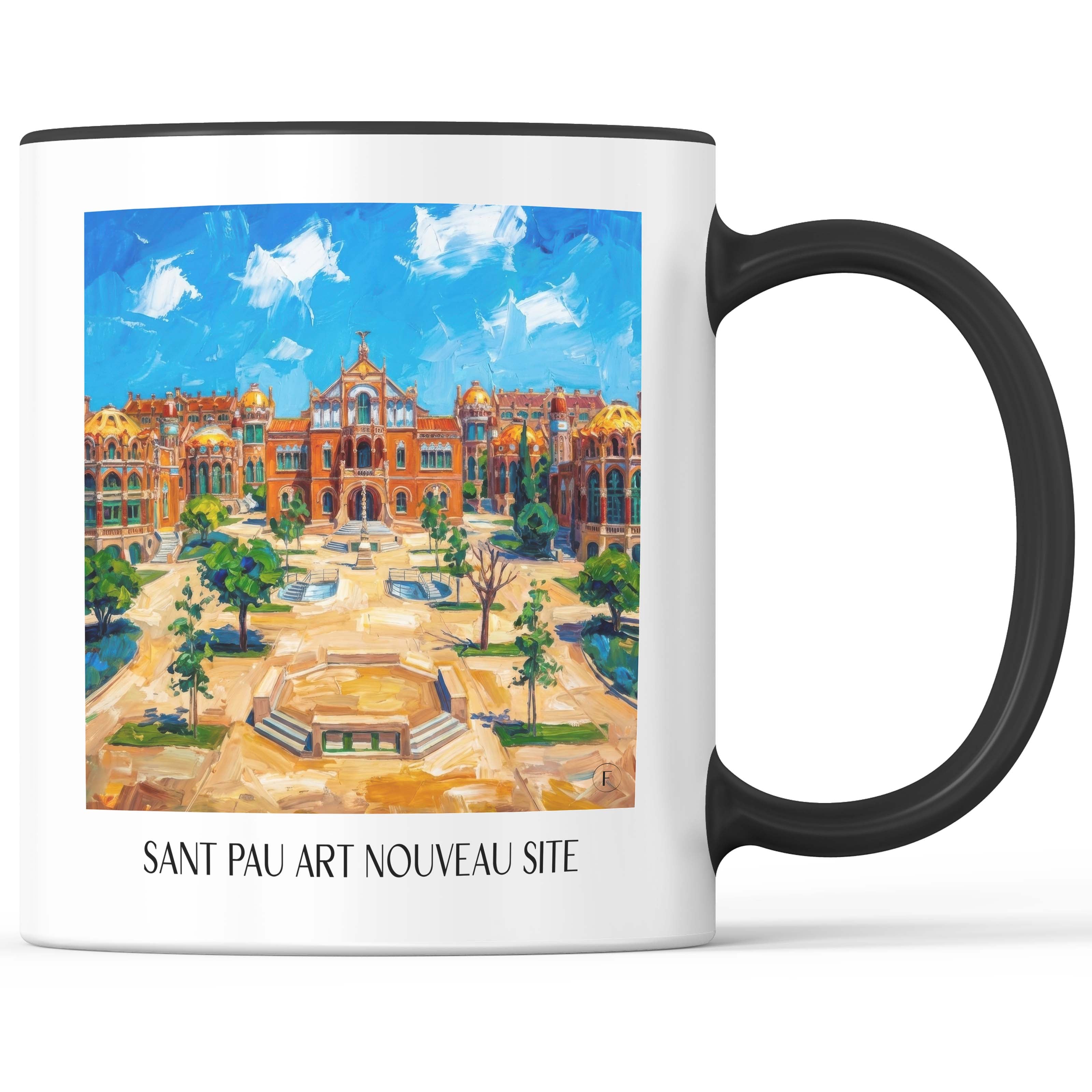Hospital de Sant Pau Kaffeebecher - Barcelona - Spanien Becher - Kaffeetasse im Ölgemälde Stil - favplace