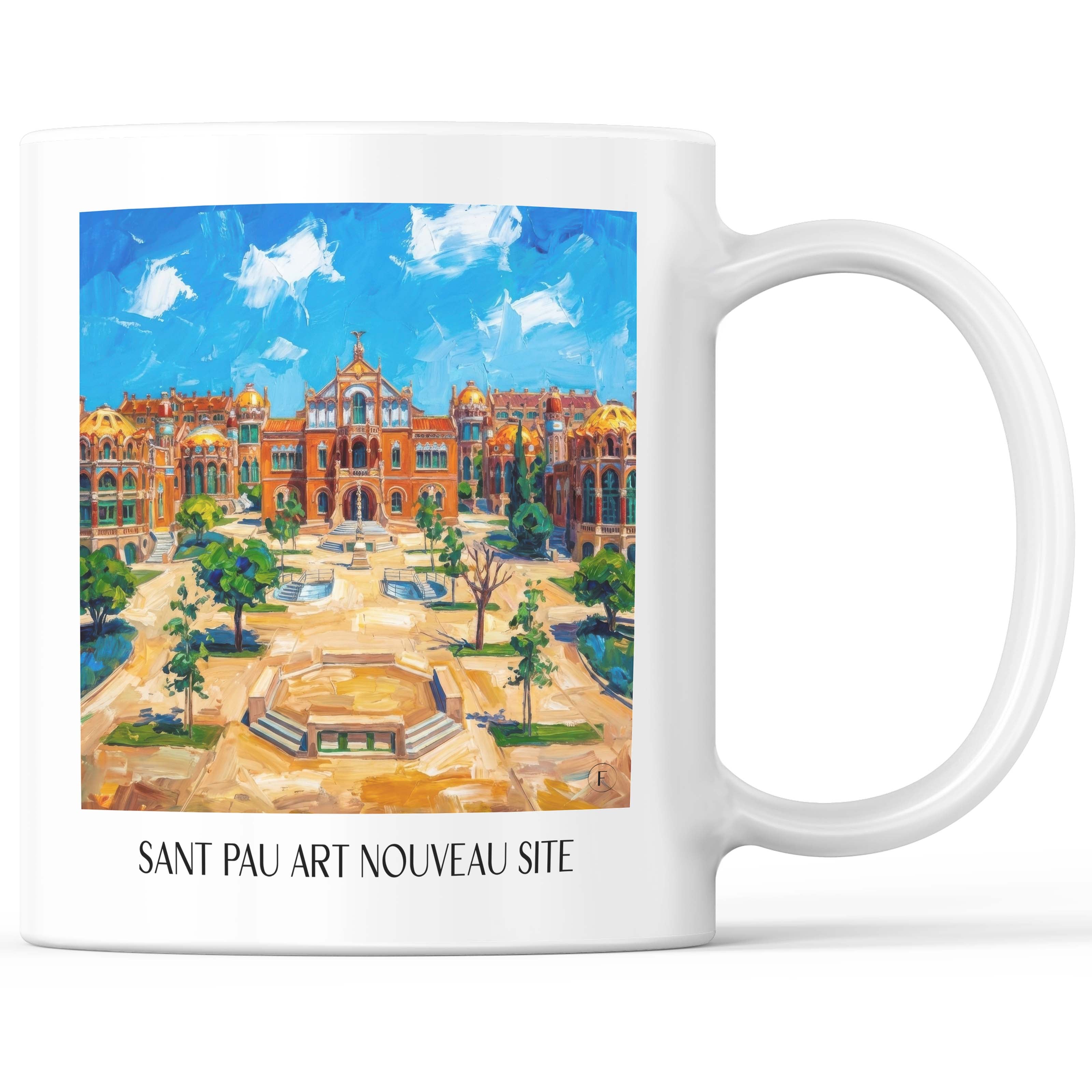 Hospital de Sant Pau Kaffeebecher - Barcelona - Spanien Becher - Kaffeetasse im Ölgemälde Stil - favplace