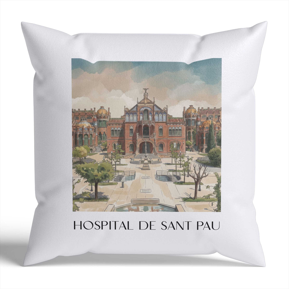 hospital-de-sant-pau-barcelona-spanien-kissenbezug-aquarell