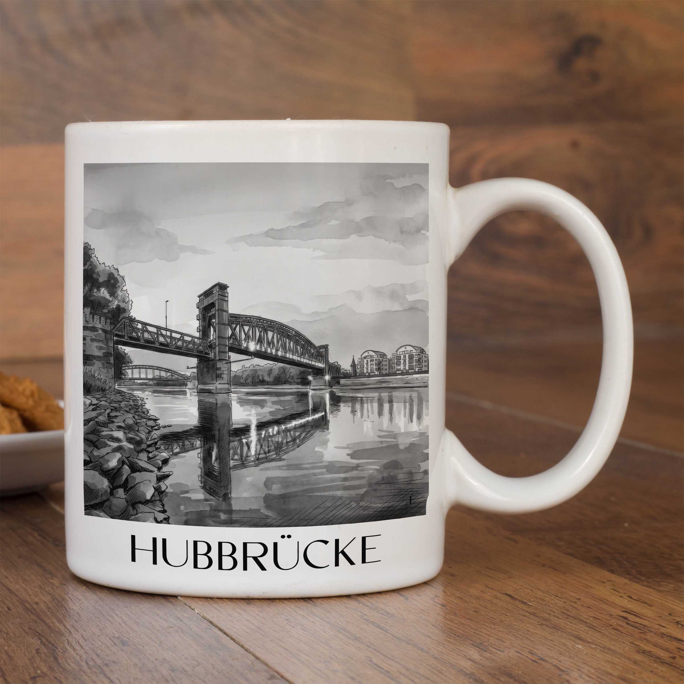 hubbrücke-magdeburg-deutschland-kaffeebecher-aquarell-schwarz-weiss