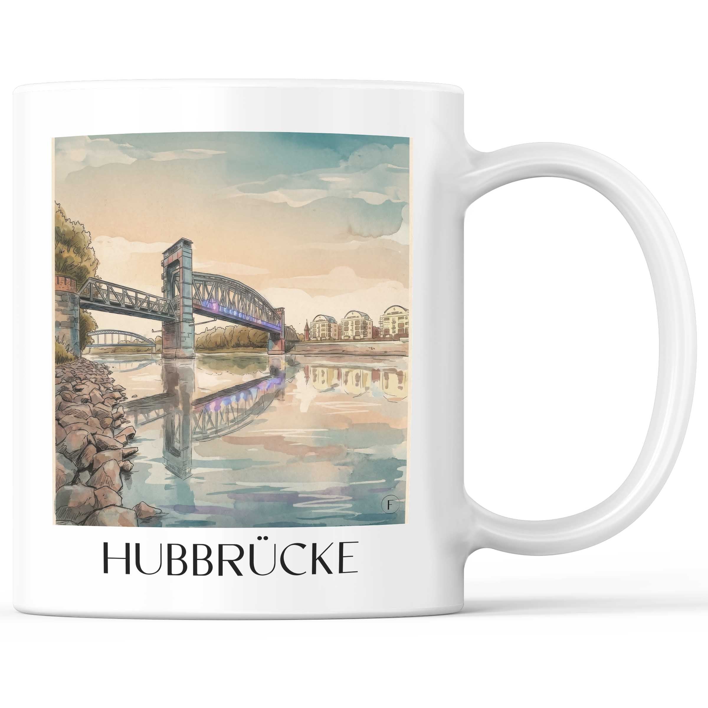hubbrücke-magdeburg-deutschland-kaffeebecher-aquarell
