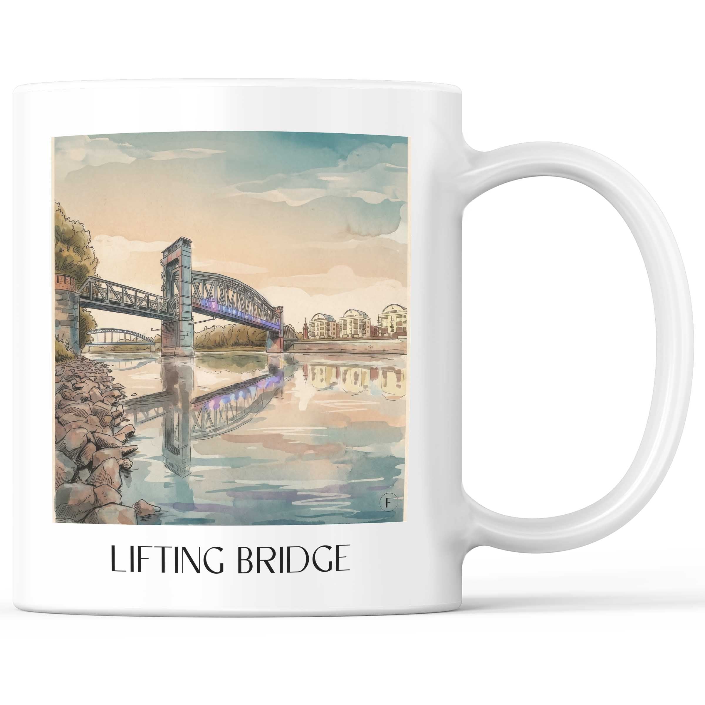 Hubbrücke Kaffeebecher - Magdeburg - Deutschland Becher - Kaffeetasse im Aquarell Stil - favplace
