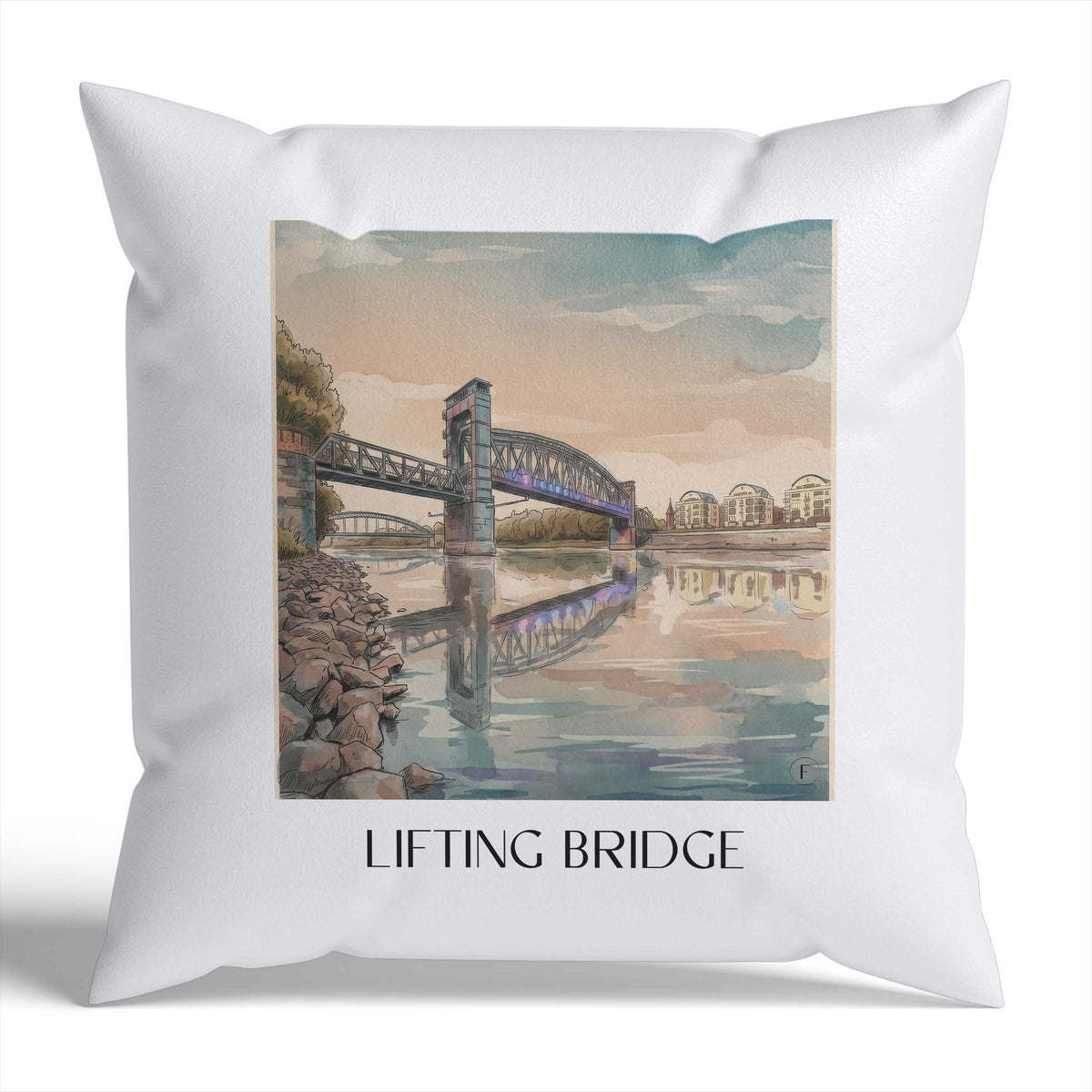 Hubbrücke Kissenhülle - Zierkissen Bezug - Magdeburg - Deutschland Kissen bzw. Kissenbezug im Aquarell Stil - favplace