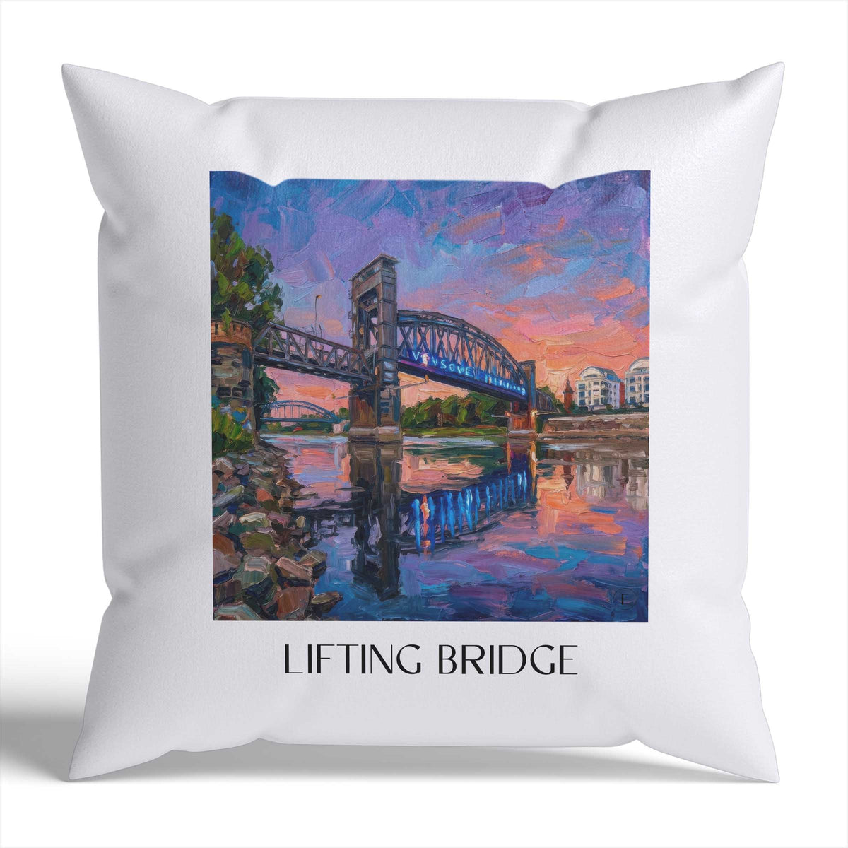 Hubbrücke Kissenhülle - Zierkissen Bezug - Magdeburg - Deutschland Kissen bzw. Kissenbezug im Ölgemälde Stil - favplace