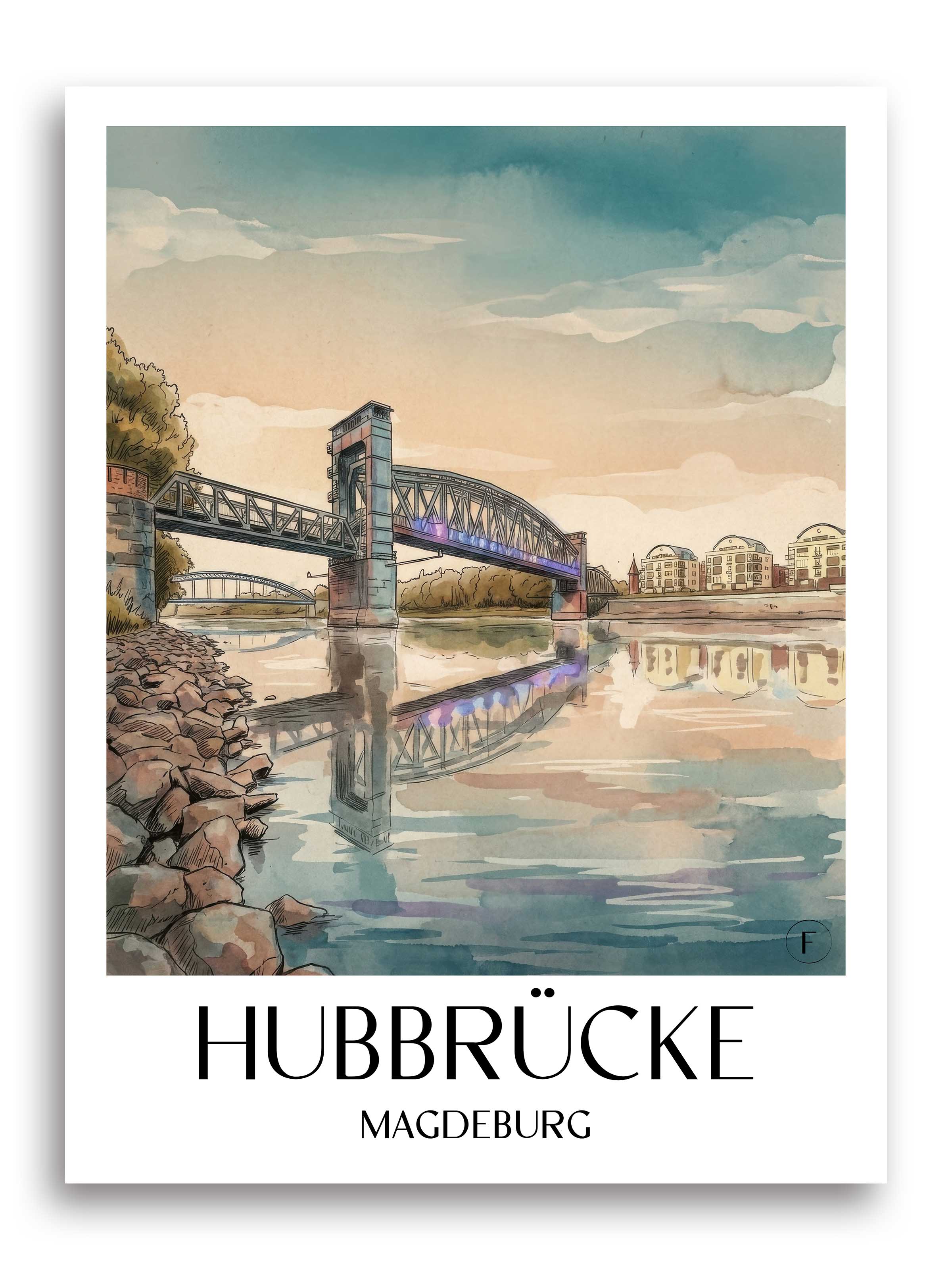 hubbrücke-magdeburg-deutschland-poster-aquarell
