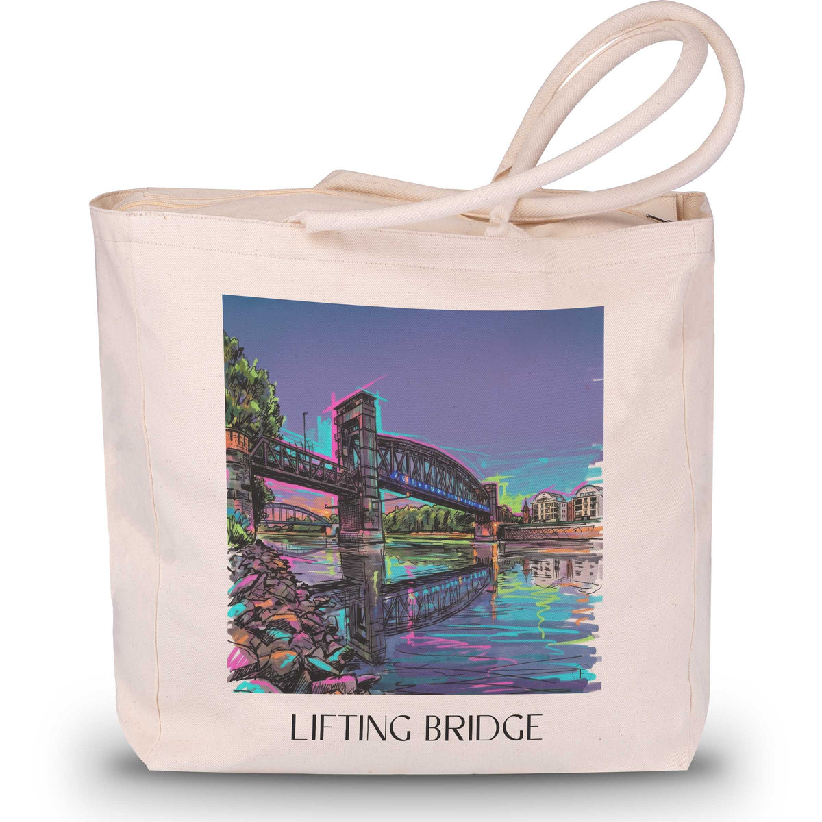 Hubbrücke Shopping Tasche - Magdeburg - Deutschland Tote Bag - Einkaufstasche im Tag Graffiti Stil - favplace