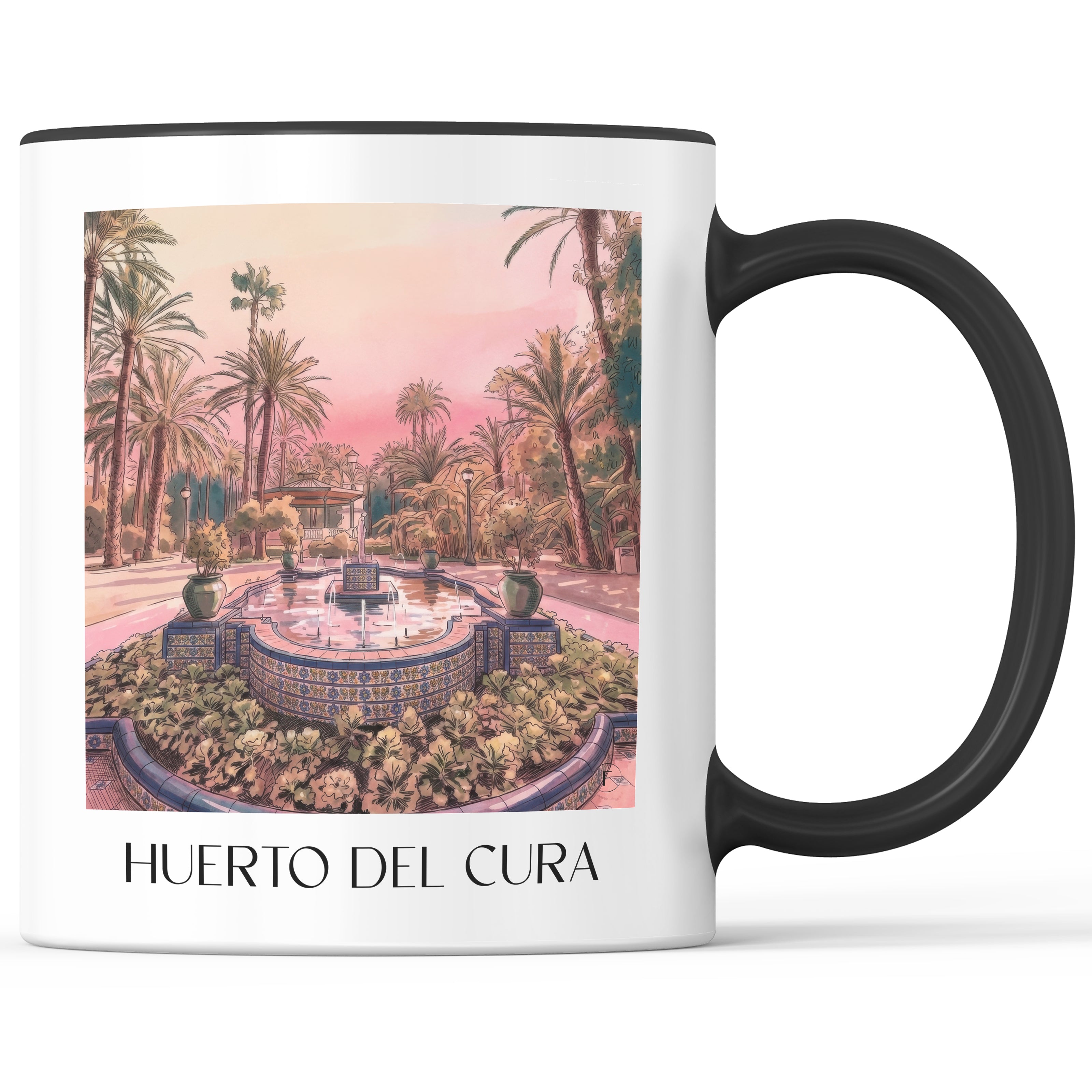 huerto-del-cura-elche-spanien-kaffeebecher-aquarell-pink-rosa