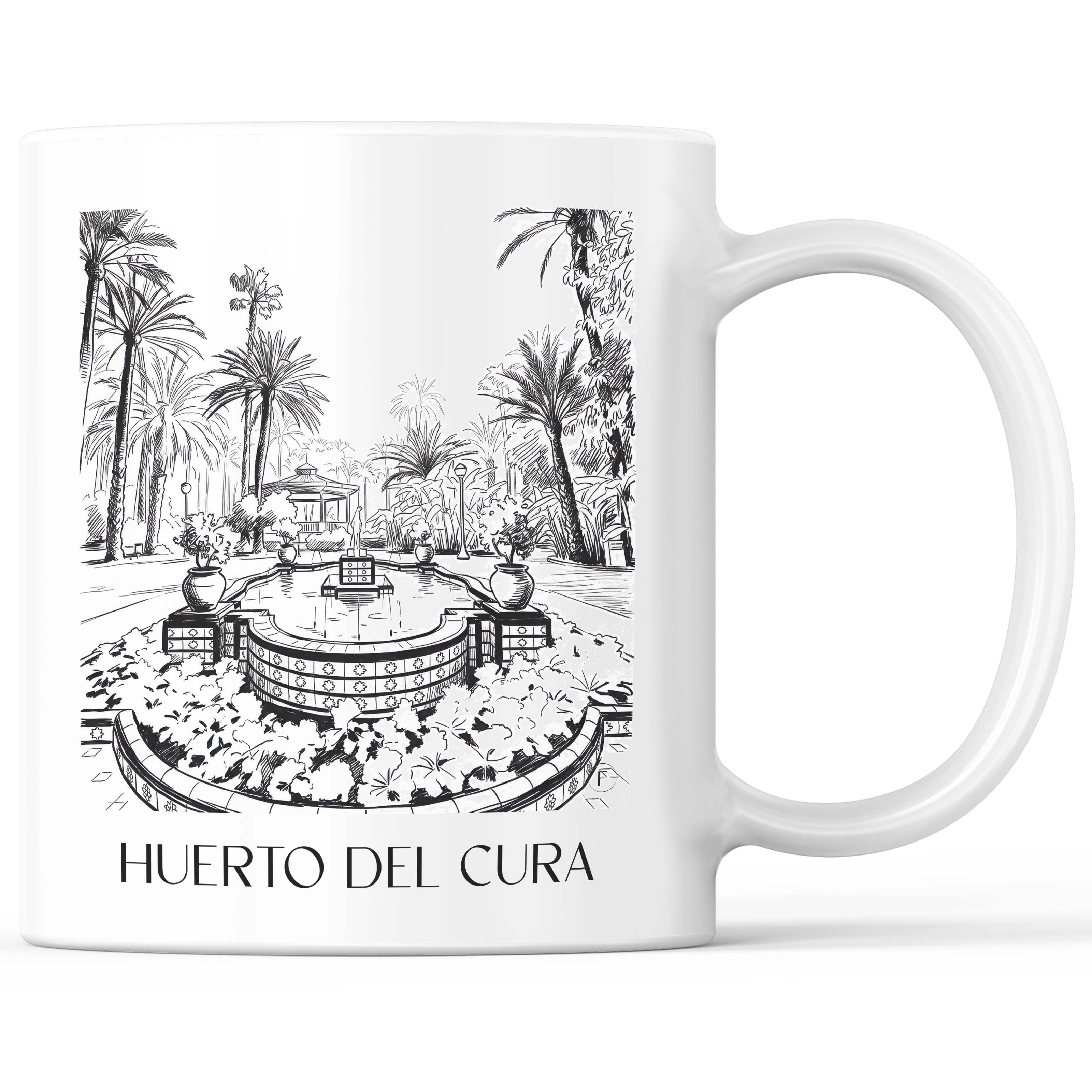 Huerto del Cura Kaffeebecher - Elche - Spanien Becher - Kaffeetasse im Skizze Stil - favplace