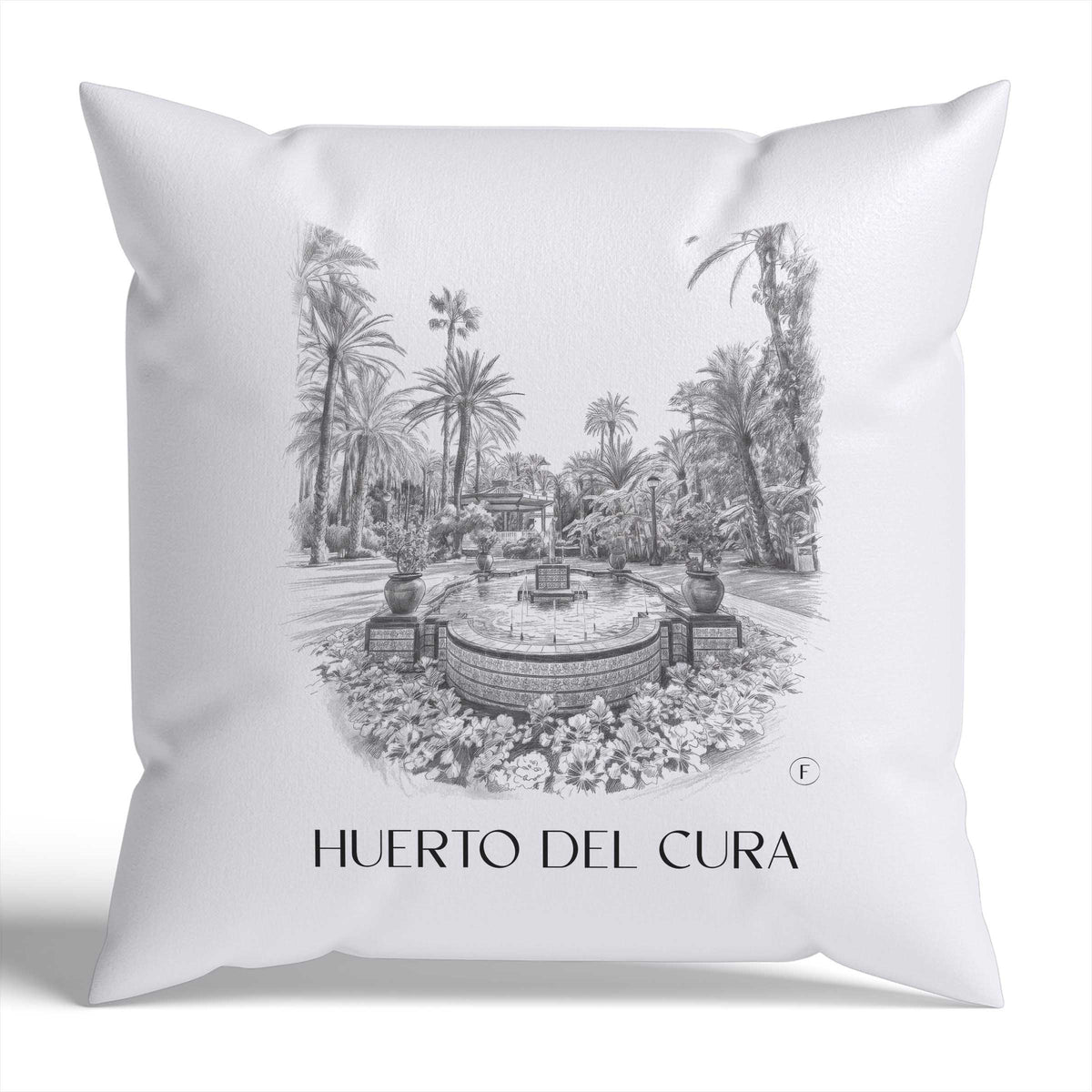 huerto-del-cura-elche-spanien-kissenbezug-bleistift-zeichnung-drawing