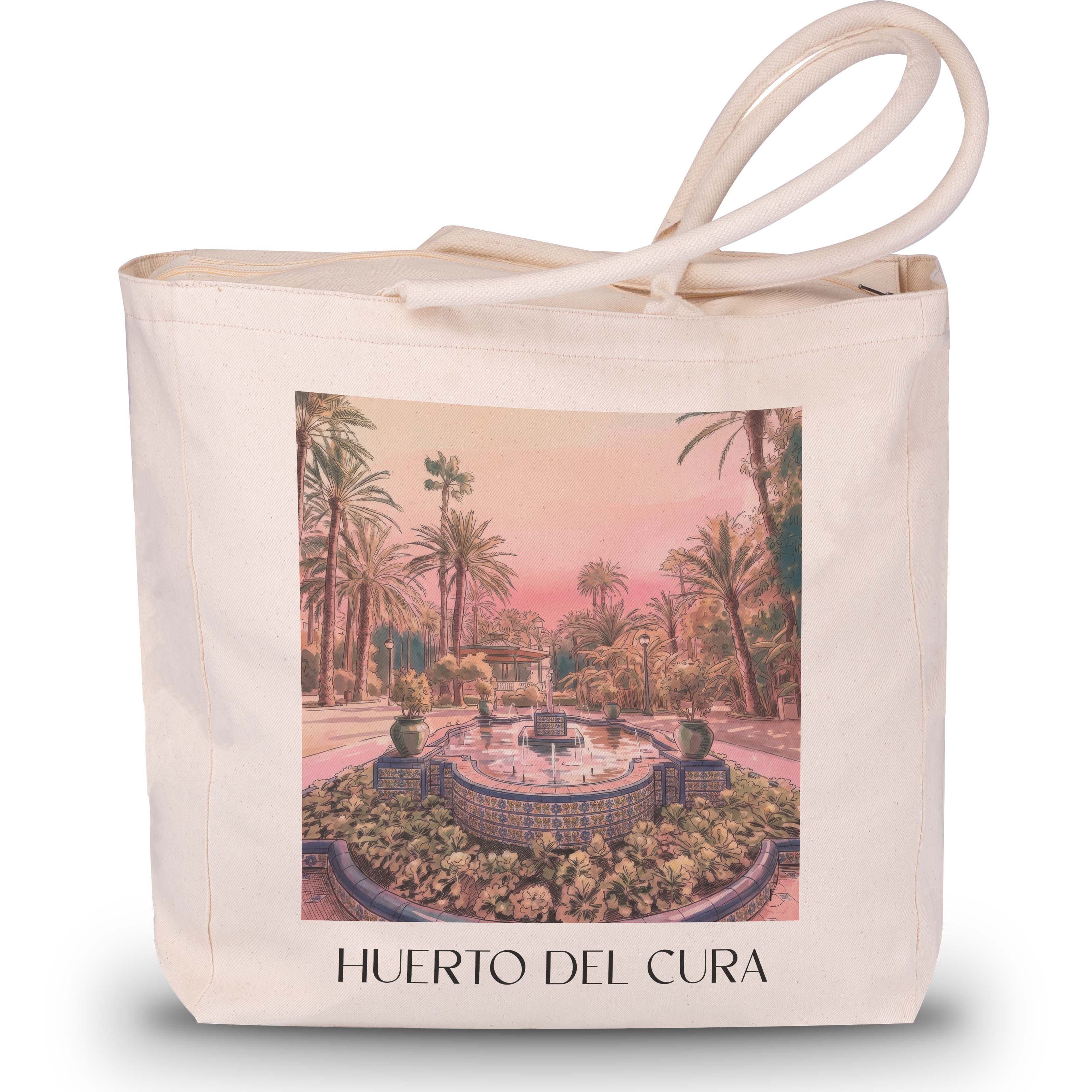 huerto-del-cura-elche-spanien-einkaufstasche-aquarell-pink-rosa