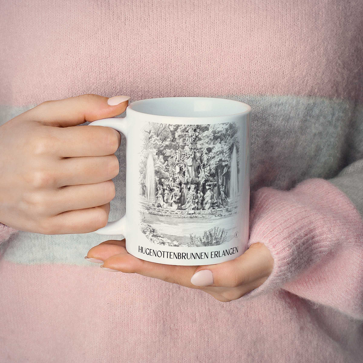 hugenottenbrunnen-erlangen-deutschland-kaffeebecher-bleistift-zeichnung-drawing