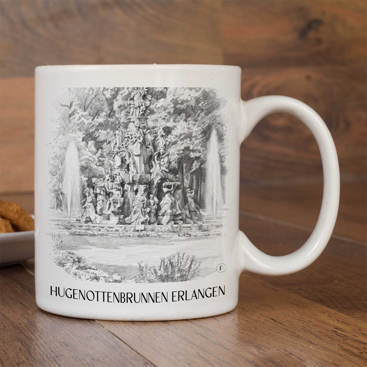 hugenottenbrunnen-erlangen-deutschland-kaffeebecher-bleistift-zeichnung-drawing