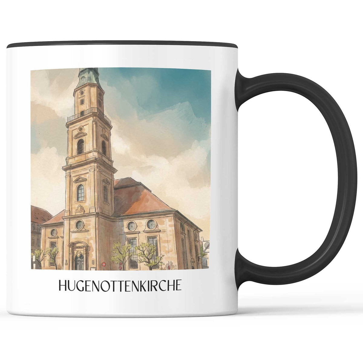 hugenottenkirche-erlangen-deutschland-kaffeebecher-aquarell