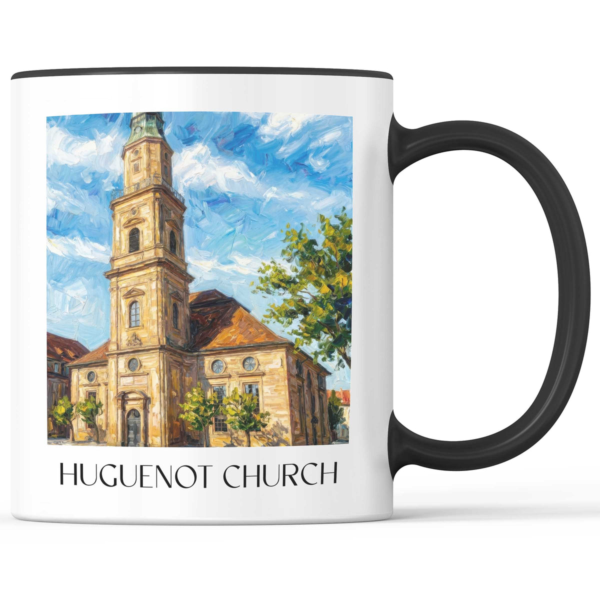 Hugenottenkirche Kaffeebecher - Erlangen - Deutschland Becher - Kaffeetasse im Ölgemälde Stil - favplace