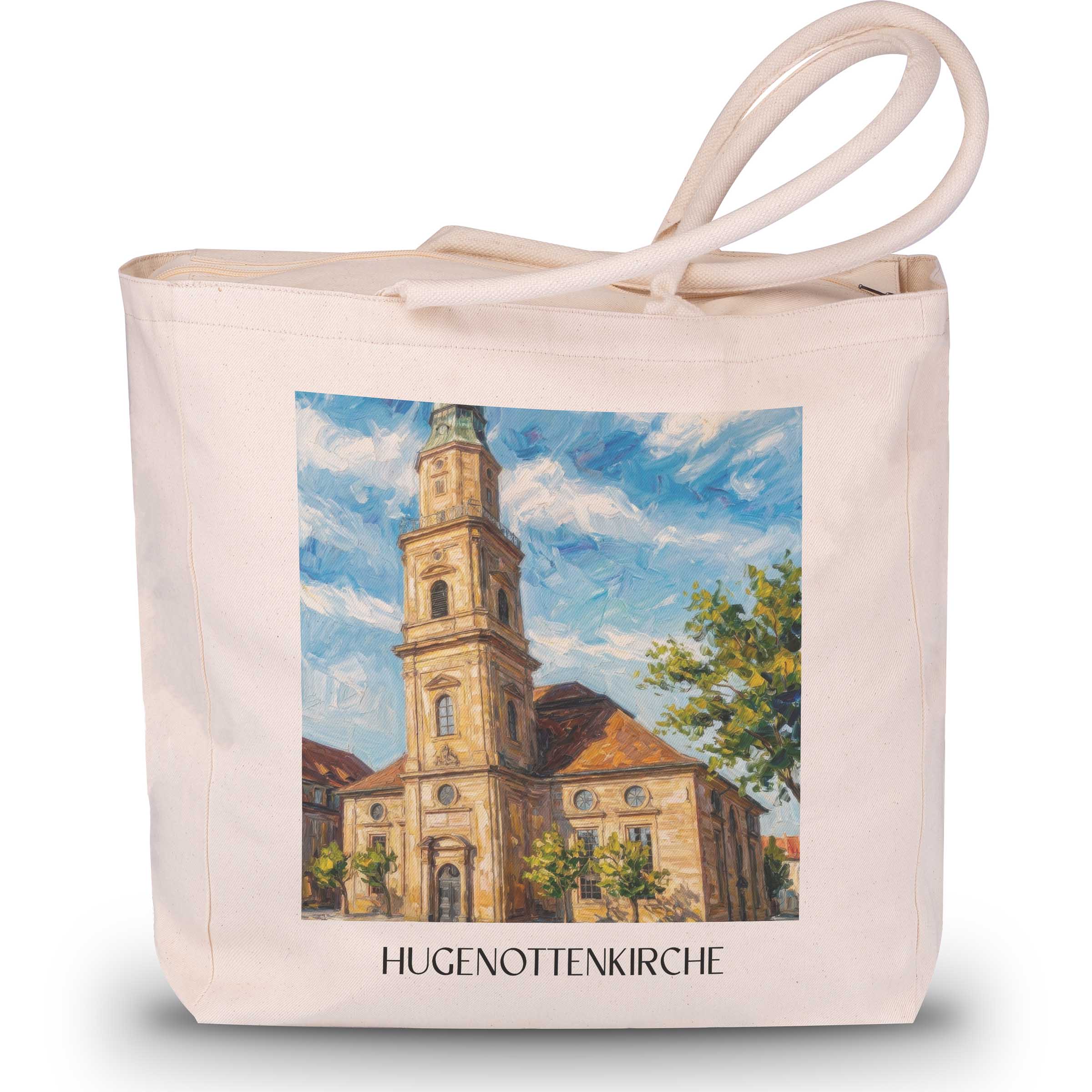 hugenottenkirche-erlangen-deutschland-einkaufstasche-oil-painting-oelgemaelde