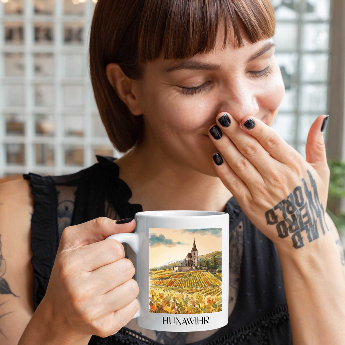 hunawihr-route-des-vins-d'alsace-frankreich-kaffeebecher-aquarell