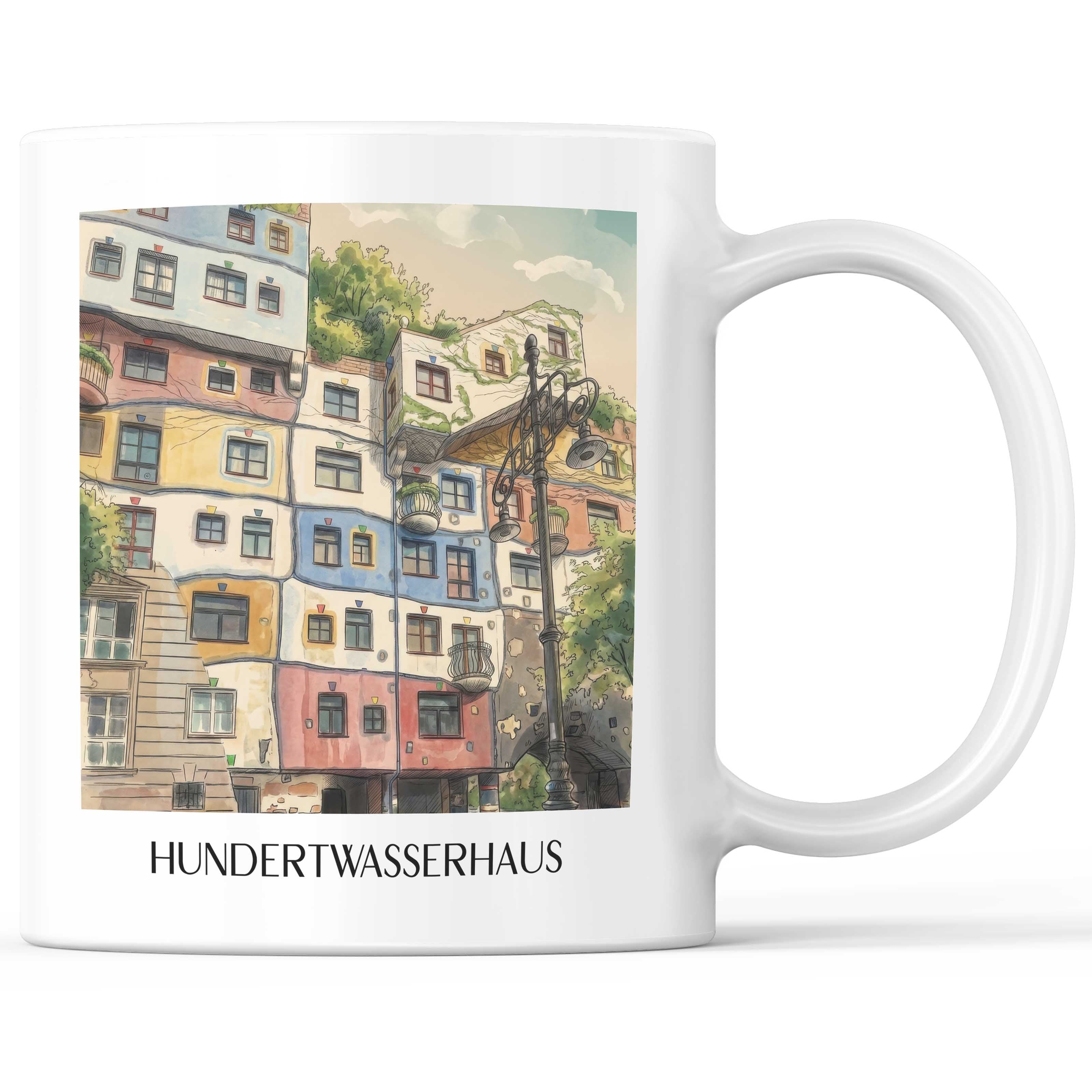 hundertwasserhaus-wien-österreich-kaffeebecher-aquarell
