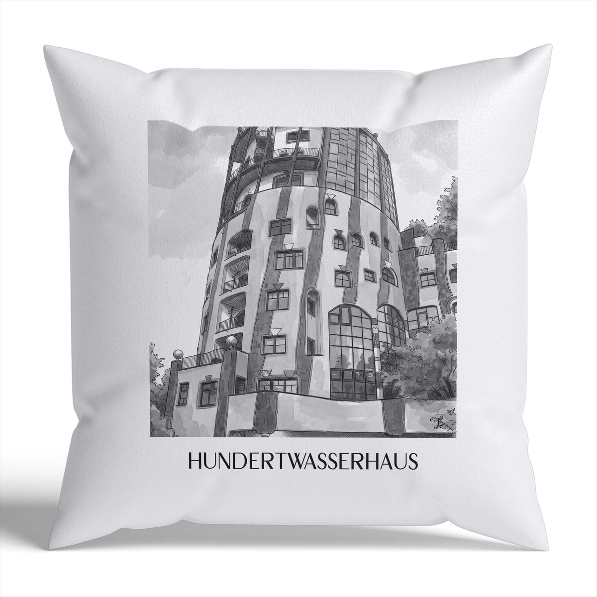 hundertwasserhaus-magdeburg-deutschland-kissenbezug-aquarell-schwarz-weiss