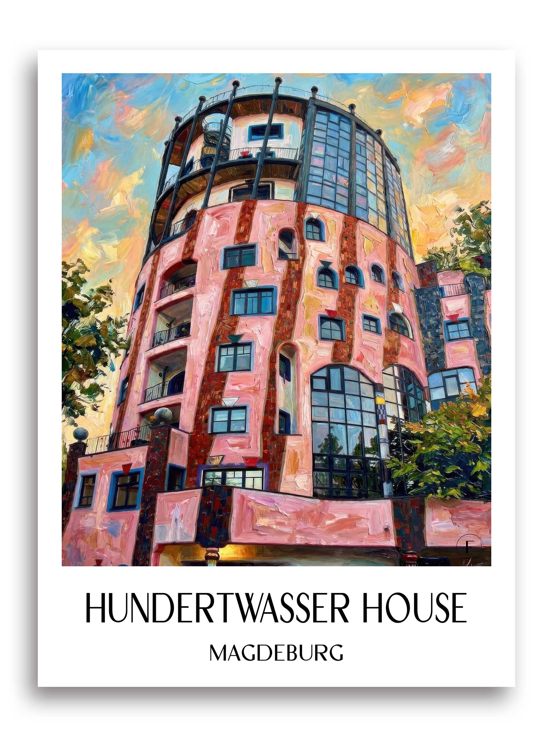 Hundertwasserhaus Poster - Magdeburg - Deutschland Kunstdruck - Ölgemälde von A4 bis A1 - favplace