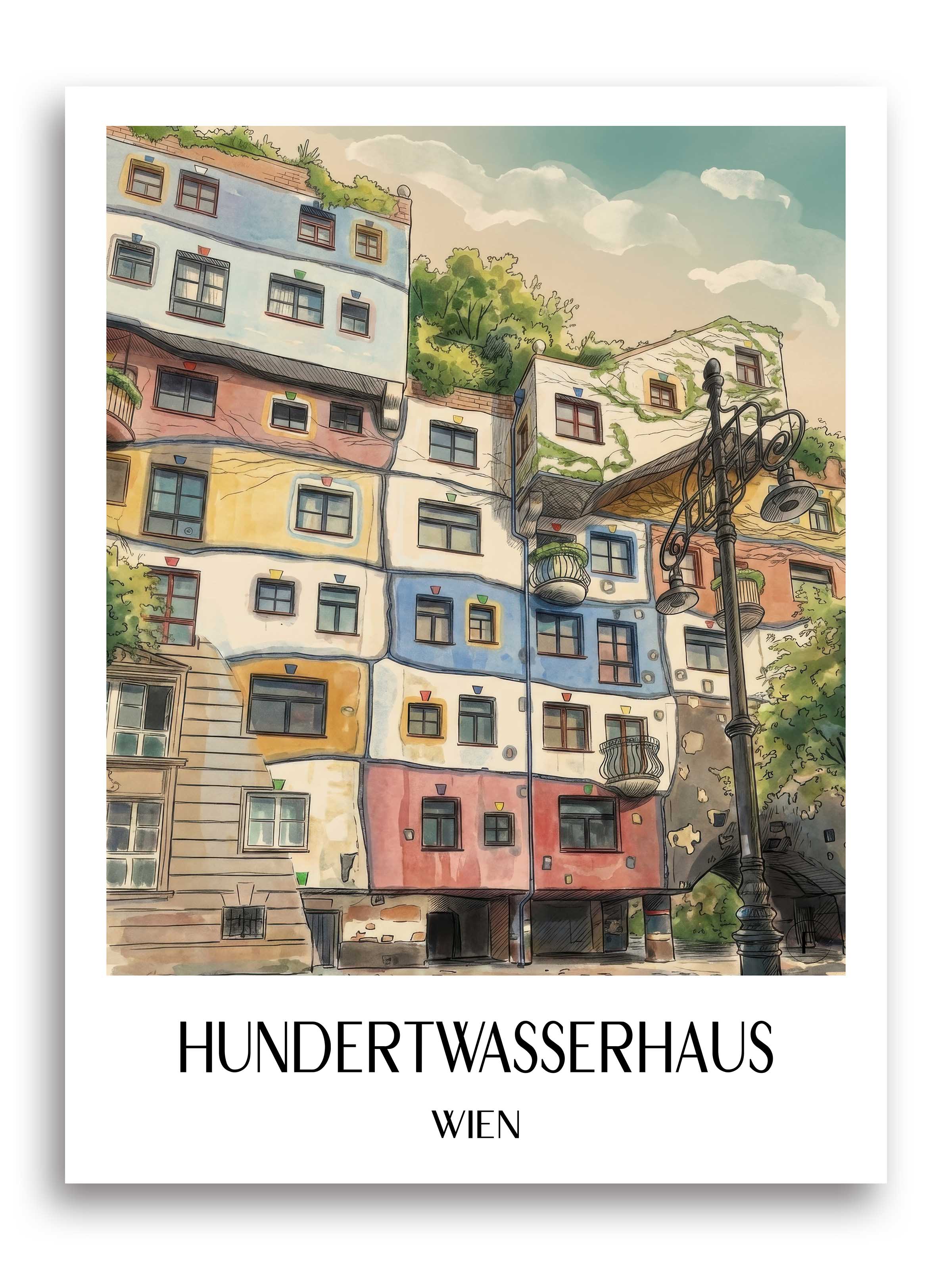 hundertwasserhaus-wien-österreich-poster-aquarell