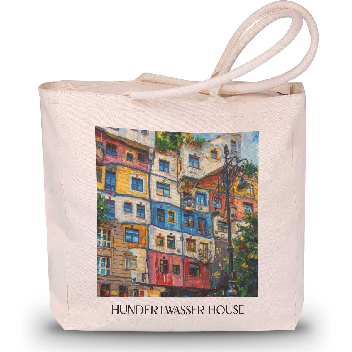 Hundertwasserhaus Shopping Tasche - Wien - Österreich Tote Bag - Einkaufstasche im Ölgemälde Stil - favplace