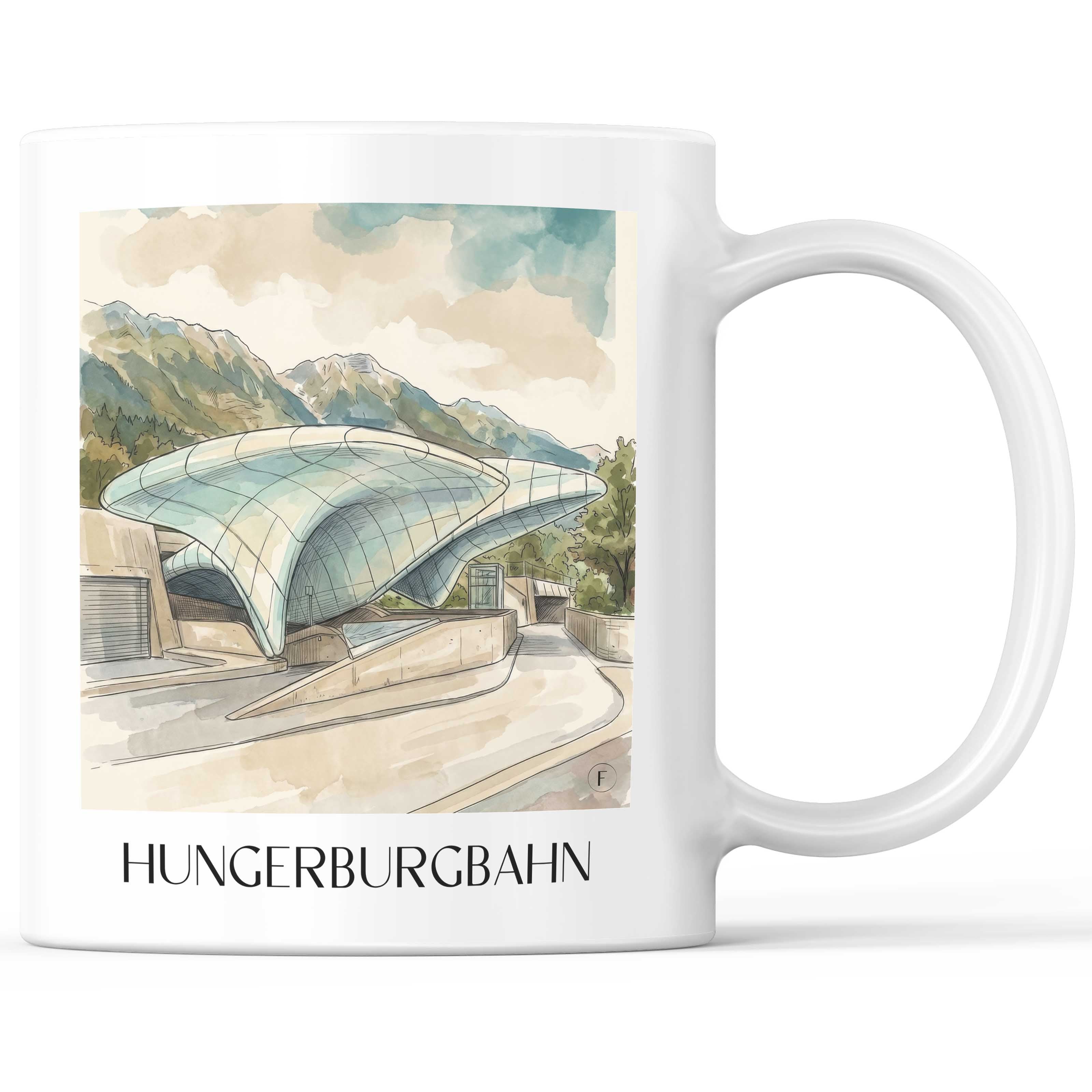 Hungerburgbahn Kaffeebecher - Innsbruck - Österreich Becher - Kaffeetasse im Aquarell Stil - favplace