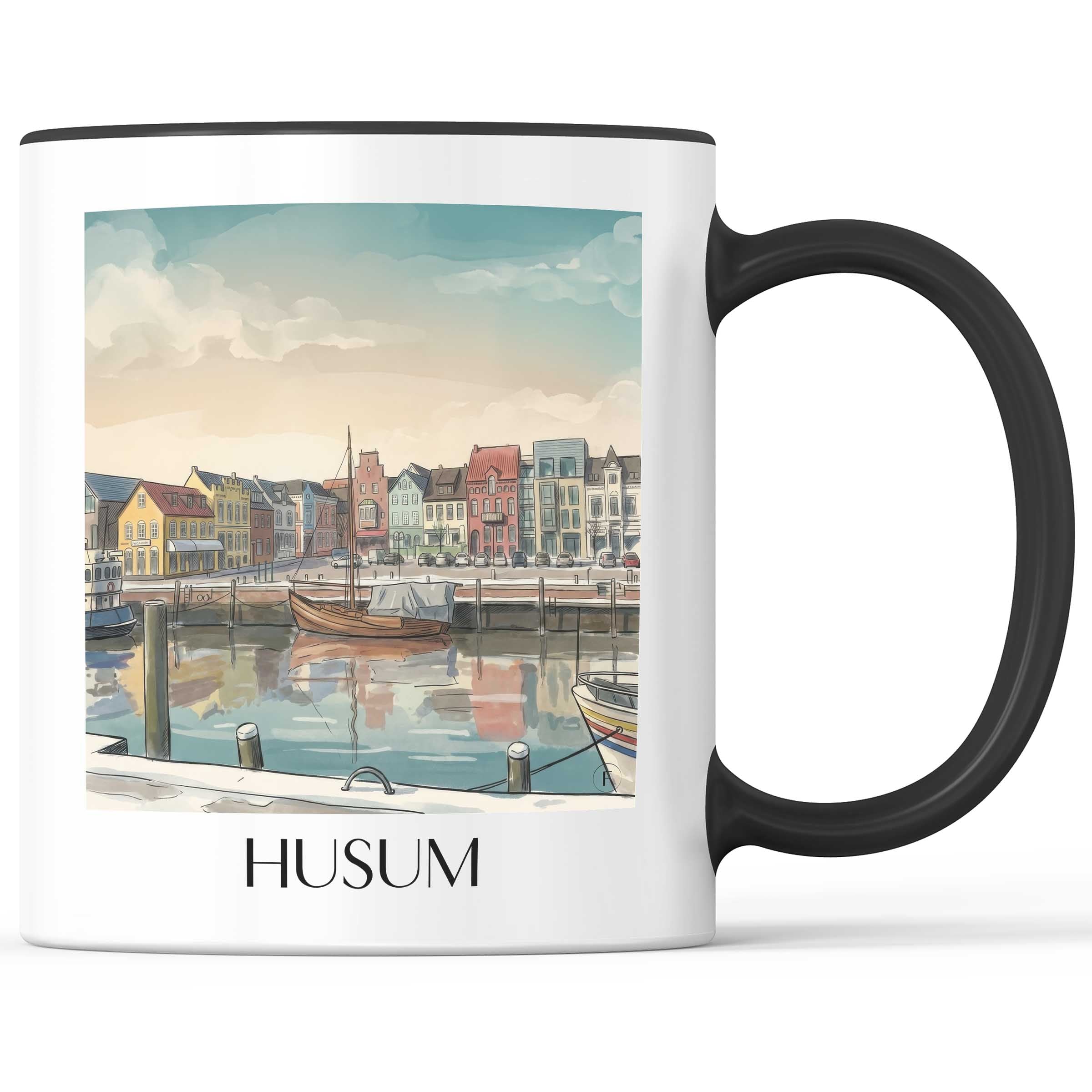 husum-nordfriesland-deutschland-kaffeebecher-aquarell
