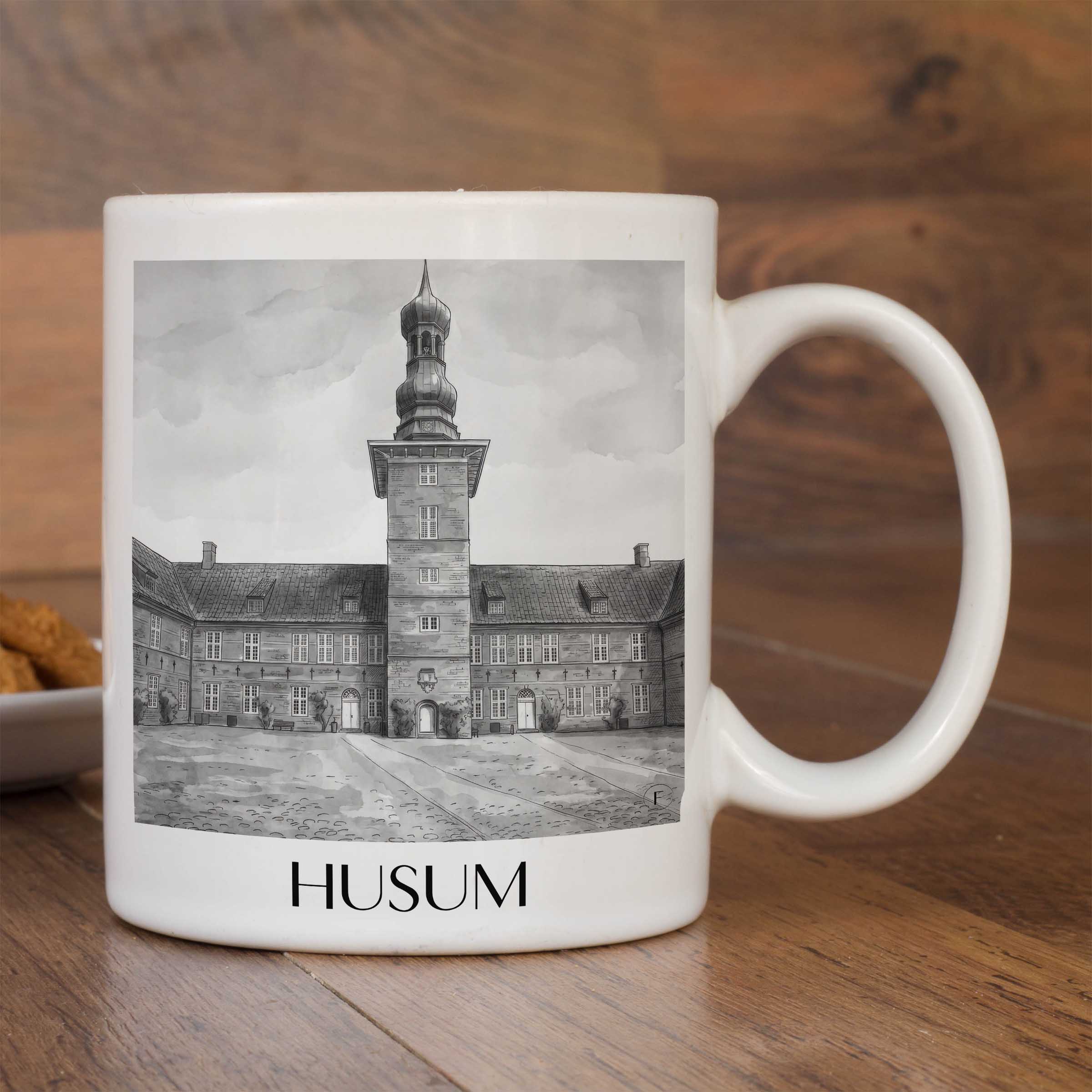 husum-schleswig-deutschland-kaffeebecher-aquarell-schwarz-weiss