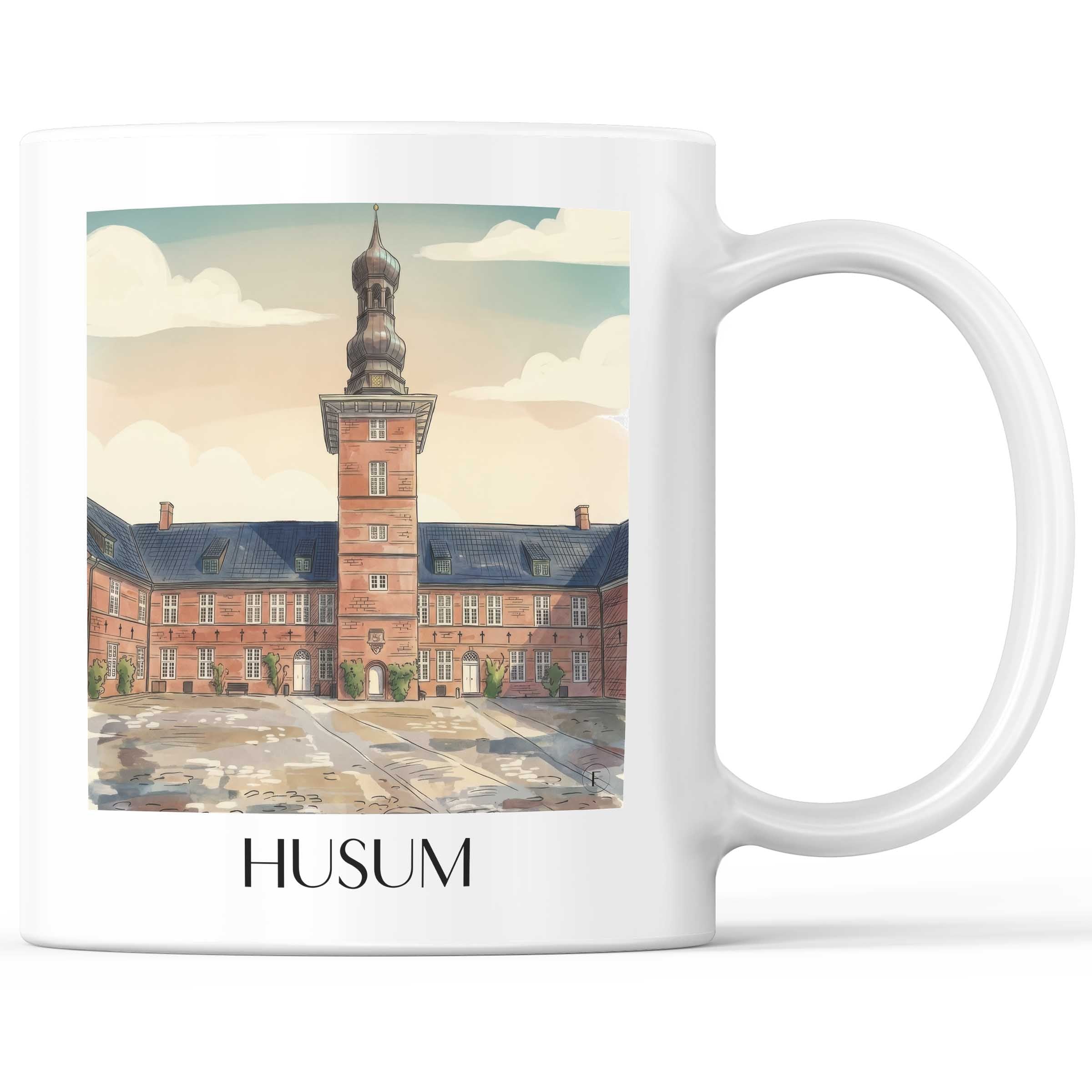 Husum Kaffeebecher - Schleswig - Deutschland Becher - Kaffeetasse im Aquarell Stil - favplace