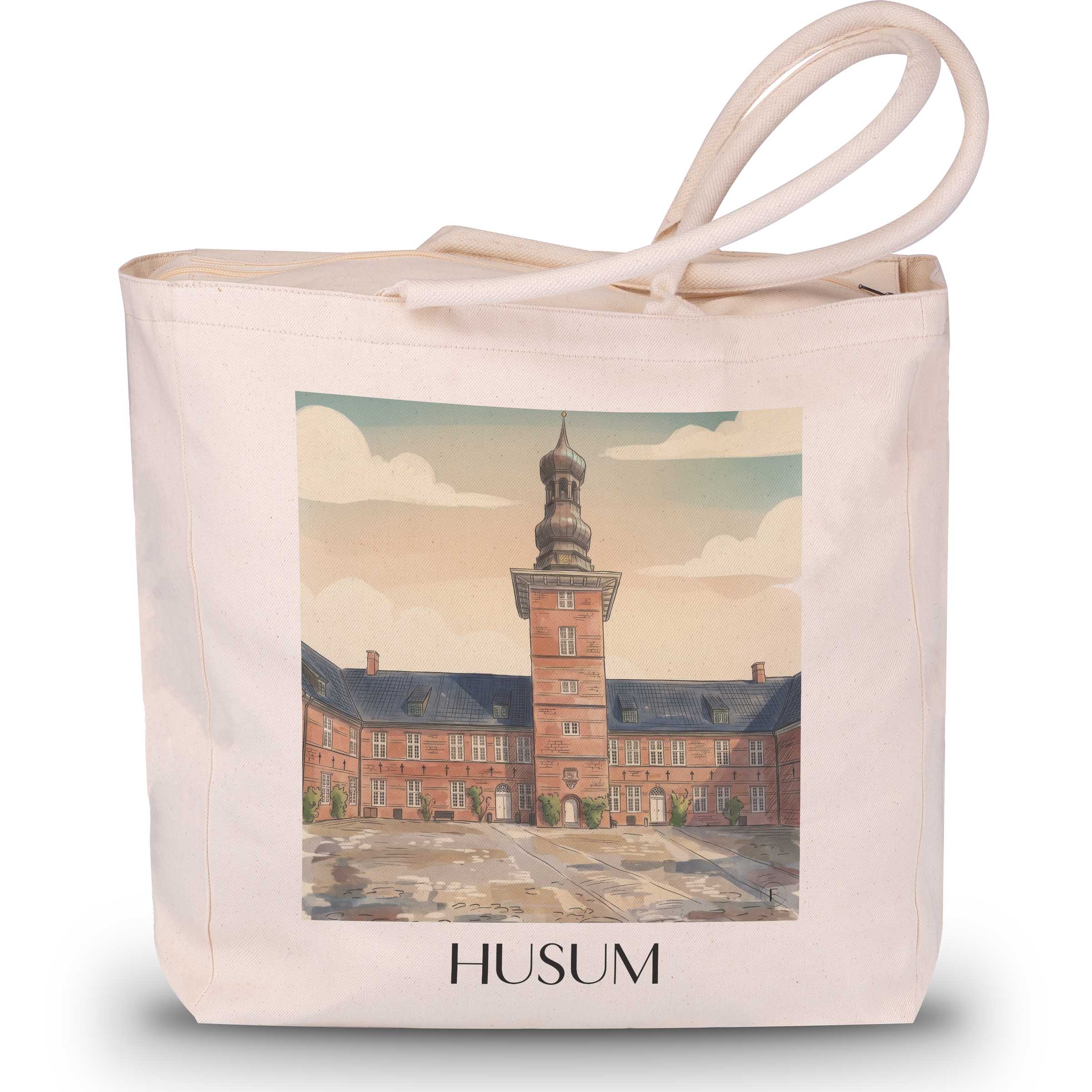 Husum Shopping Tasche - Schleswig - Deutschland Tote Bag - Einkaufstasche im Aquarell Stil - favplace