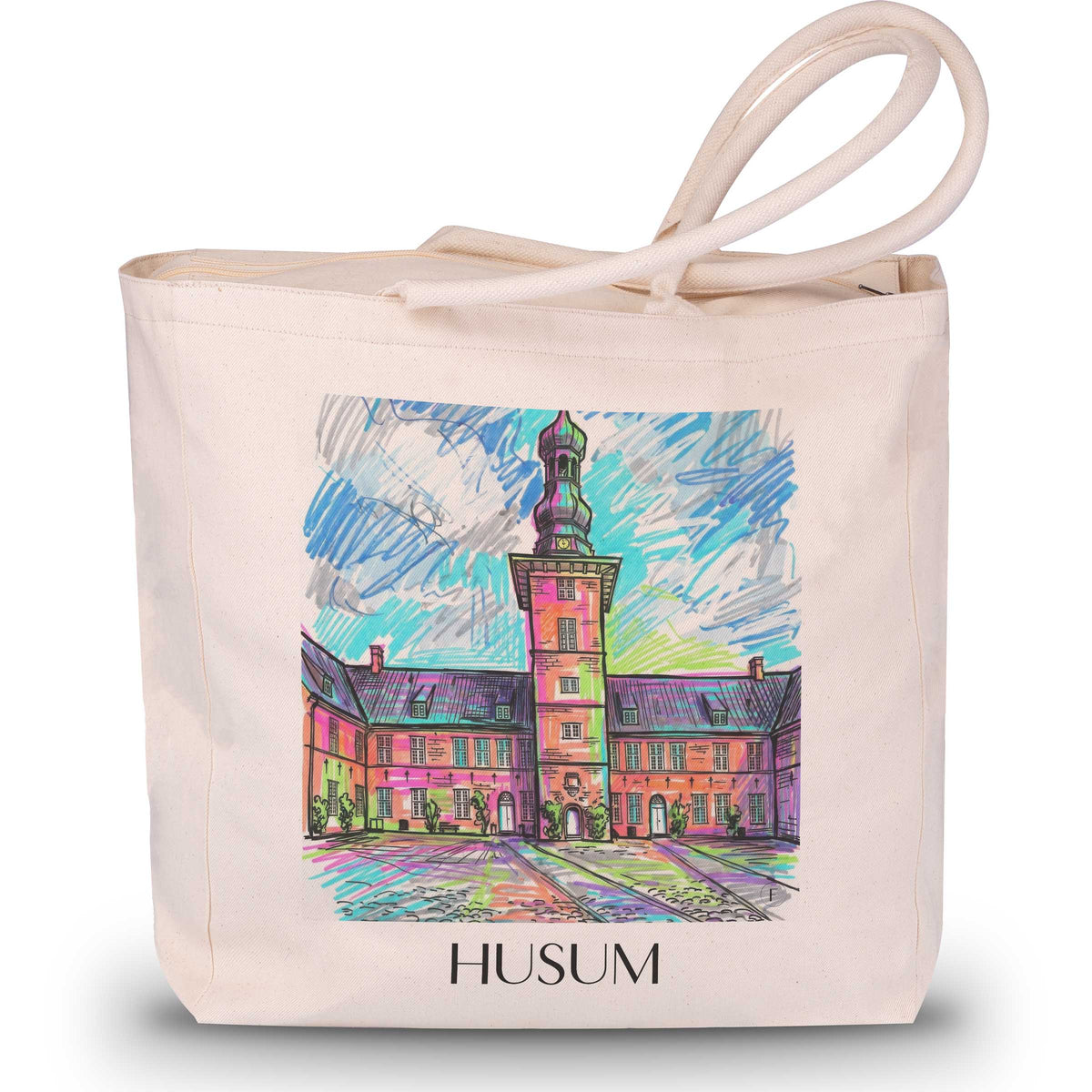 Husum Shopping Tasche - Schleswig - Deutschland Tote Bag - Einkaufstasche im Tag Graffiti Stil - favplace