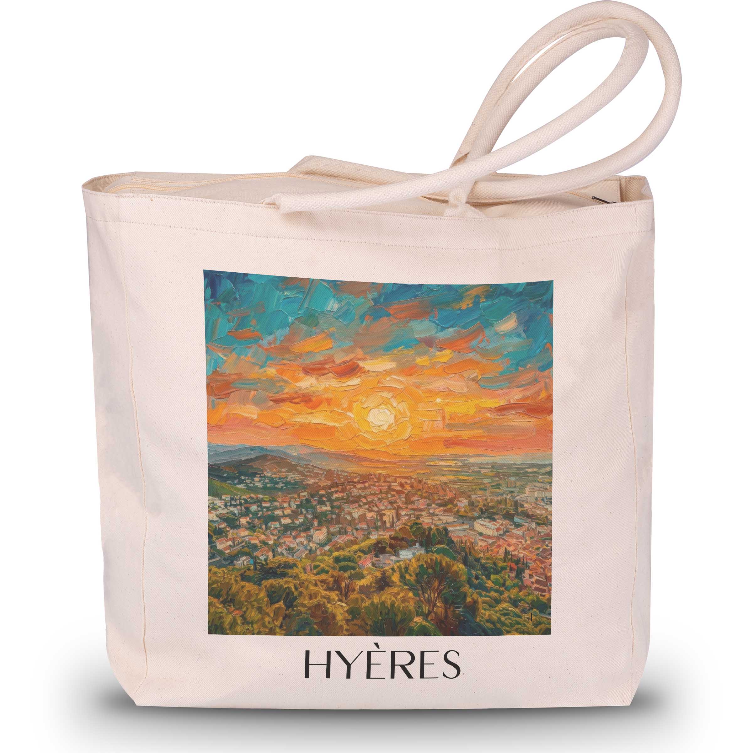 Hyères Shopping Bag - French Riviera Tote Bag - Oil Painting Style Shopping Bag