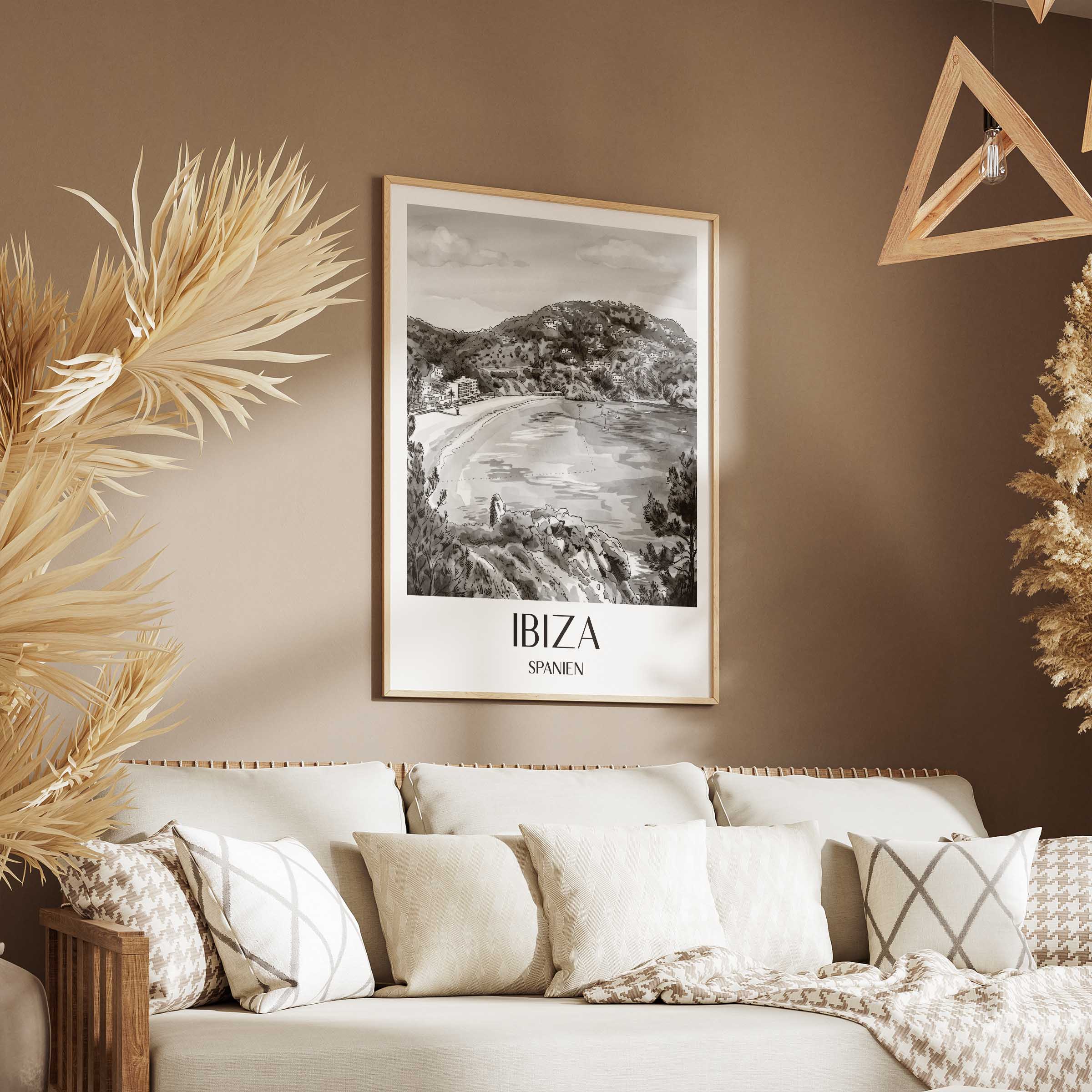 ibiza-spanien-poster-aquarell-schwarz-weiss