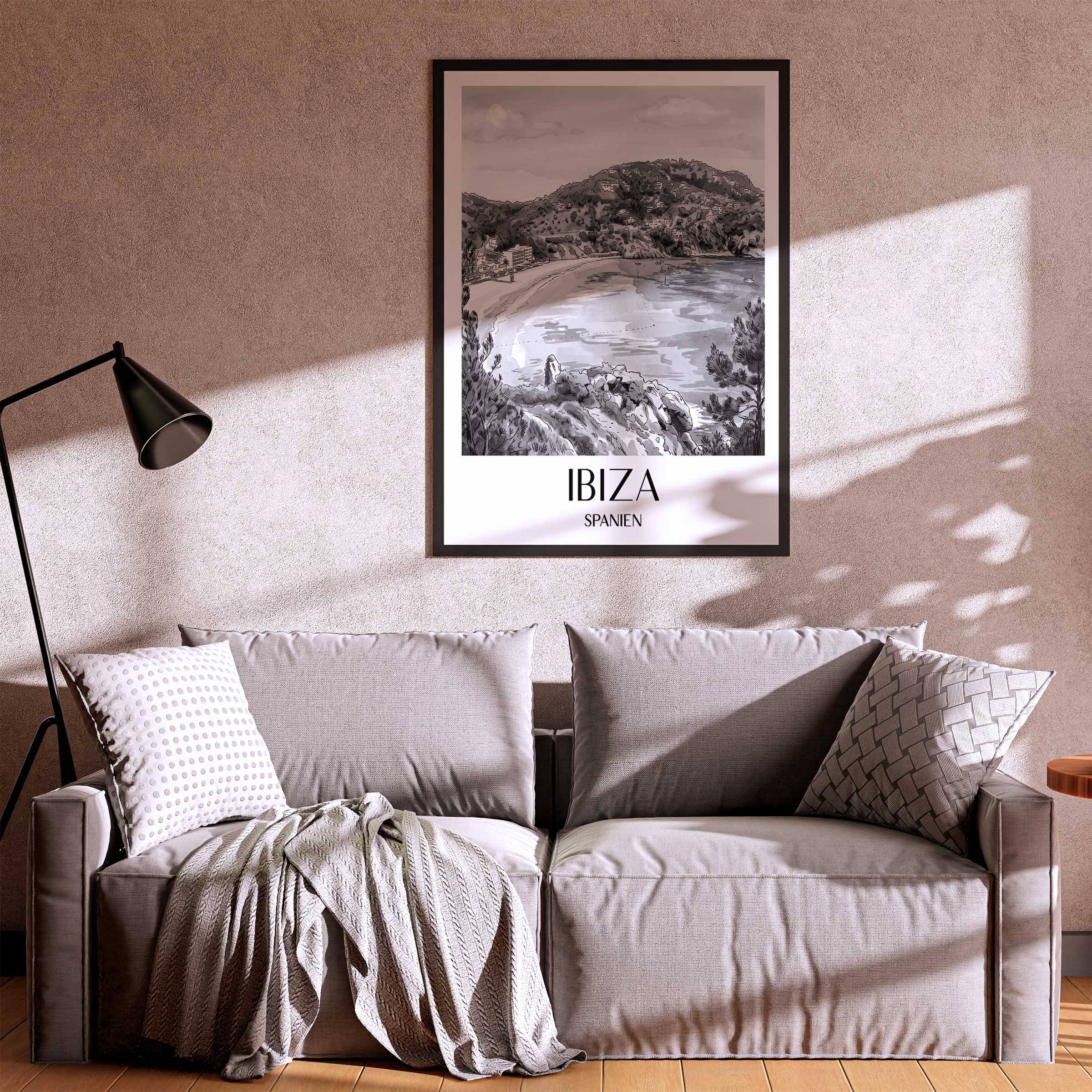ibiza-spanien-poster-aquarell-schwarz-weiss