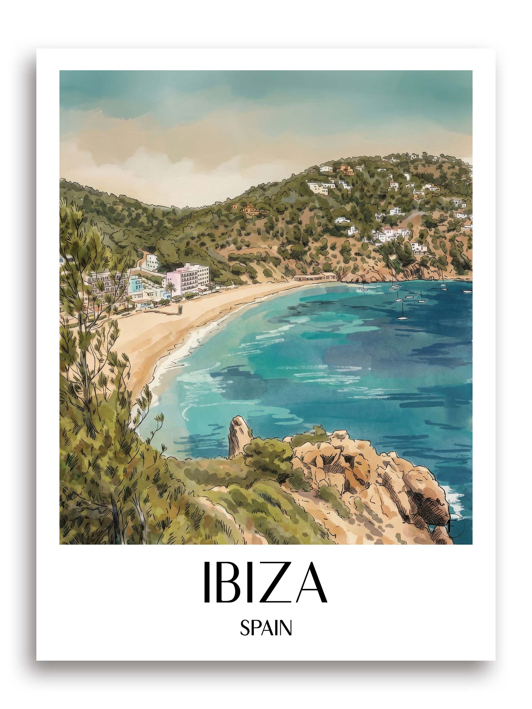 Ibiza Poster - Spanien - Spanien Kunstdruck - Aquarell von A4 bis A1 - favplace