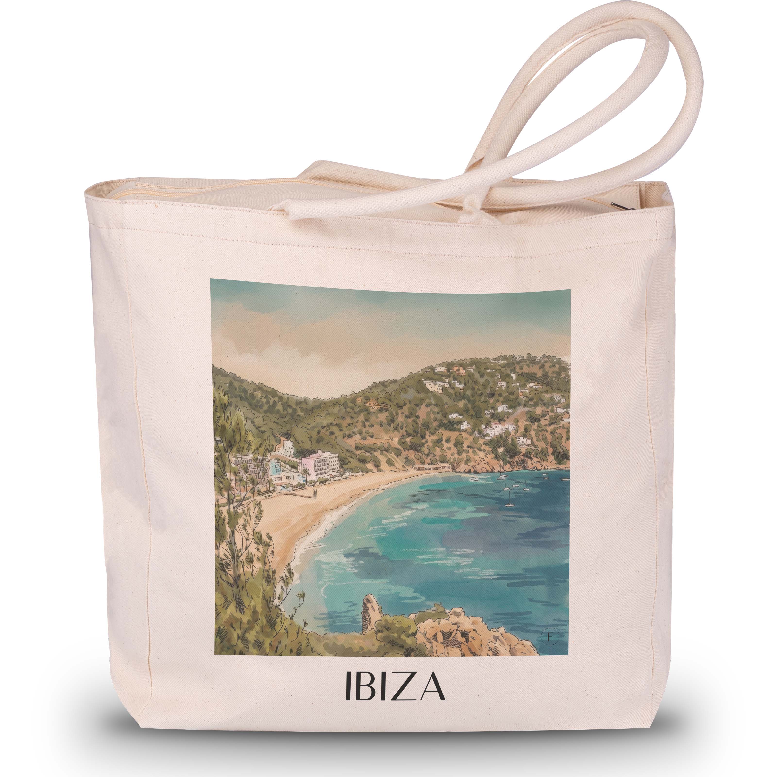 Ibiza Shopping Tasche - Spanien - Spanien Tote Bag - Einkaufstasche im Aquarell Stil - favplace