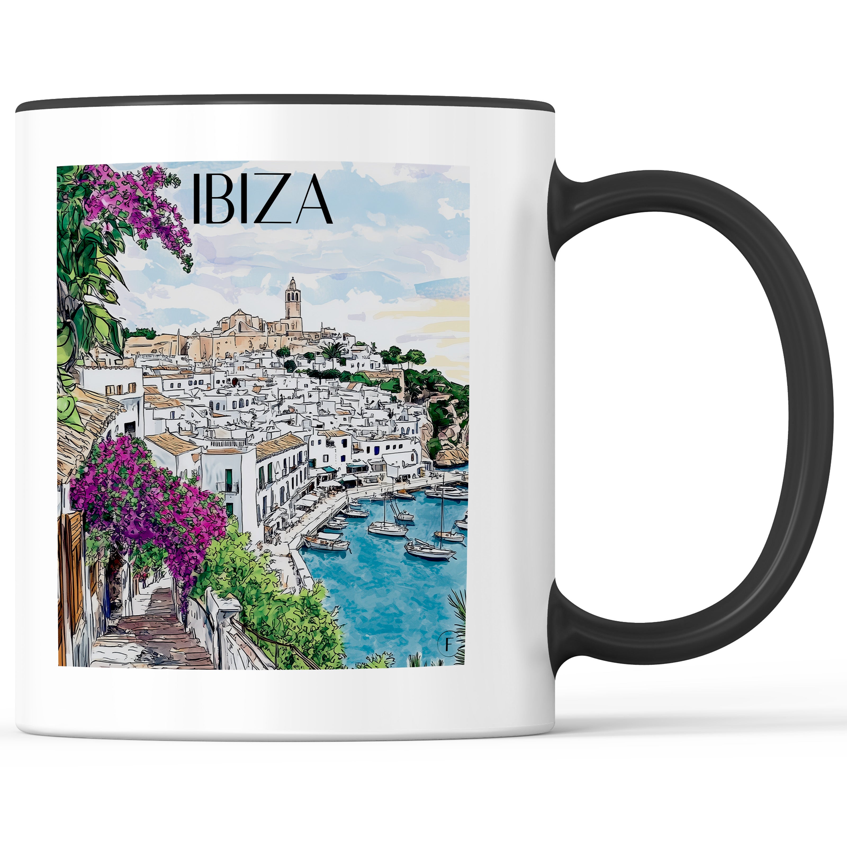 Ibiza - Spanien Becher - Kaffeetasse im Aquarell Stil - favplace