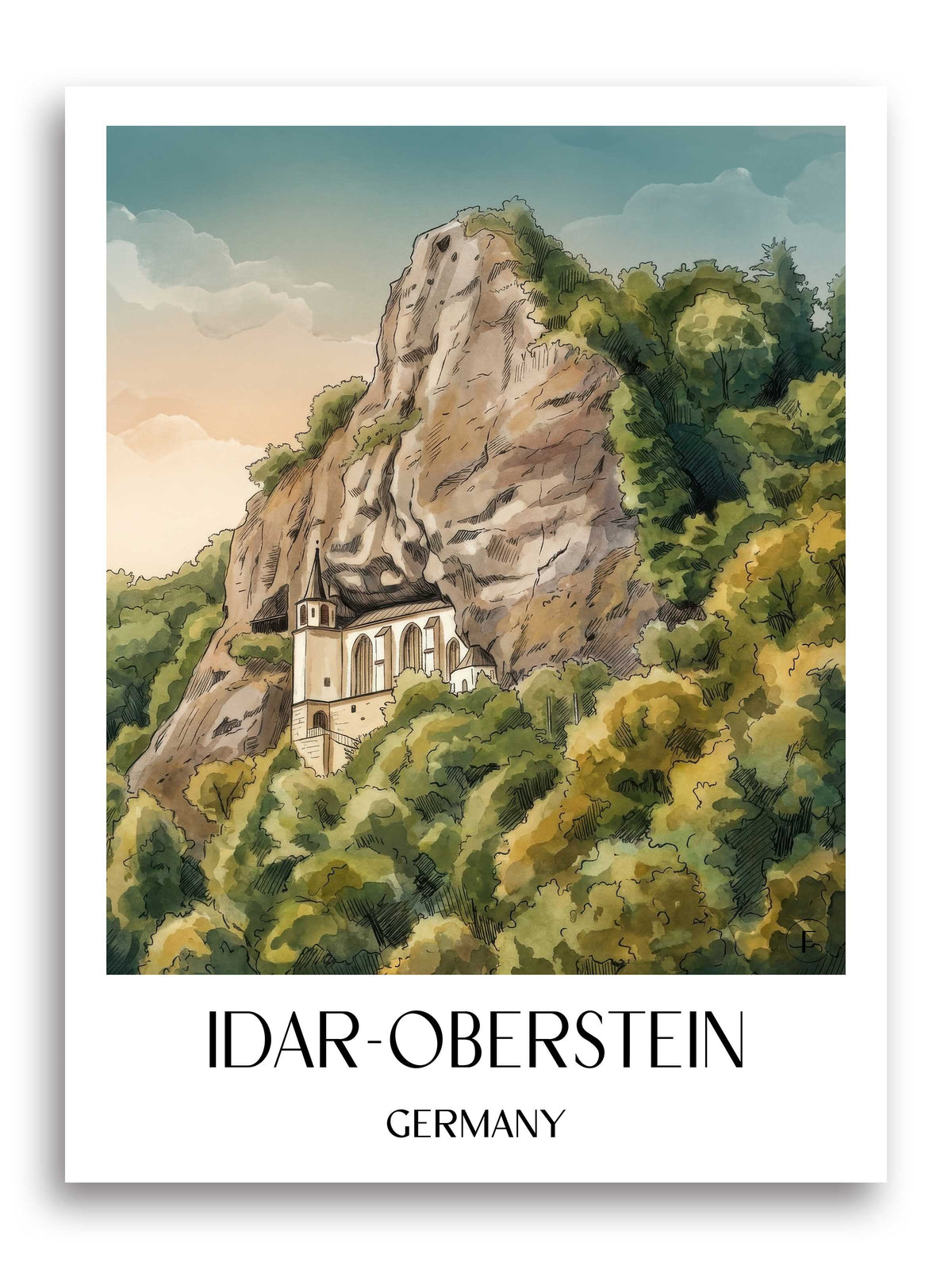 Idar-Oberstein Poster - Hunsrück - Deutschland Kunstdruck - Aquarell von A4 bis A1 - favplace
