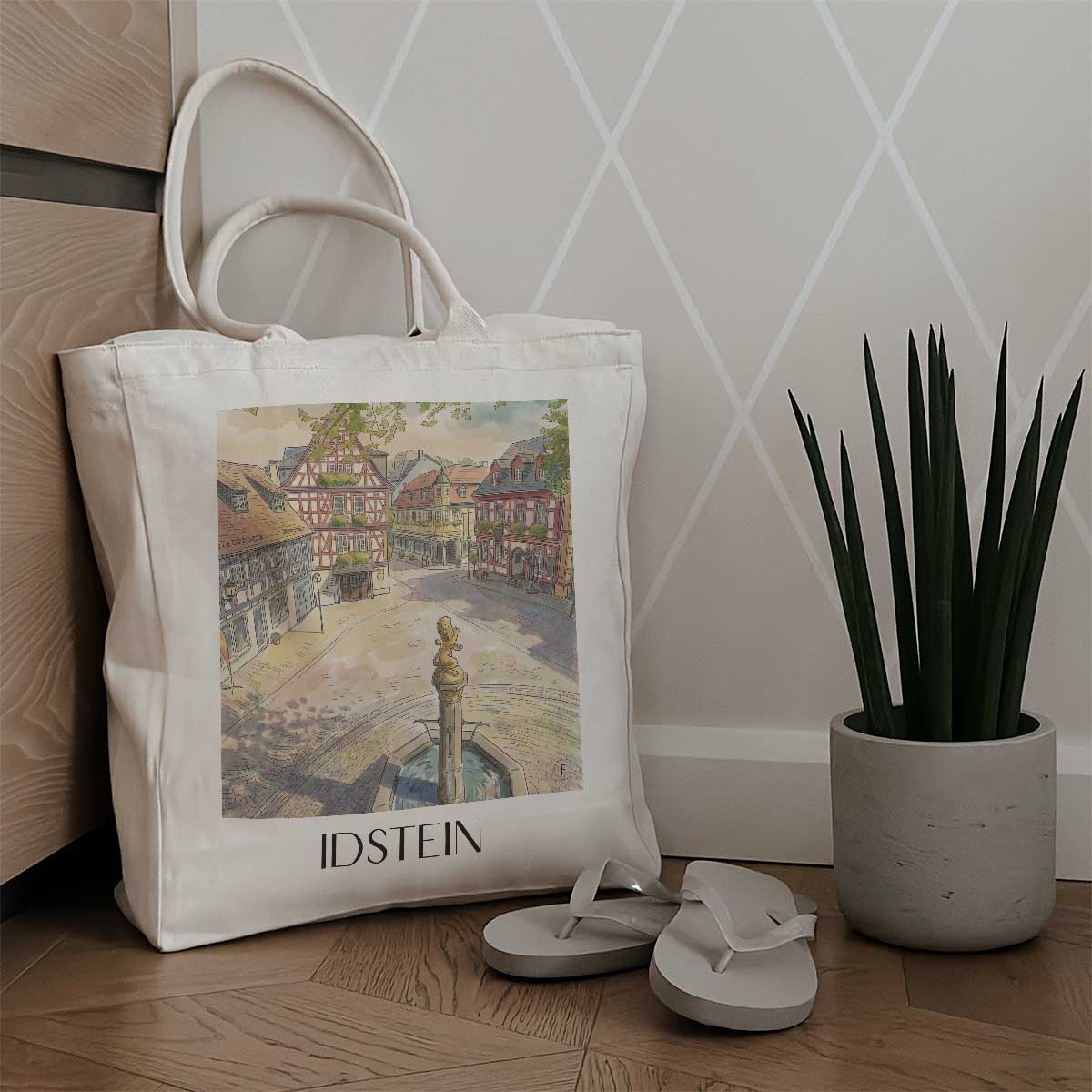 idstein-taunus-deutschland-einkaufstasche-aquarell