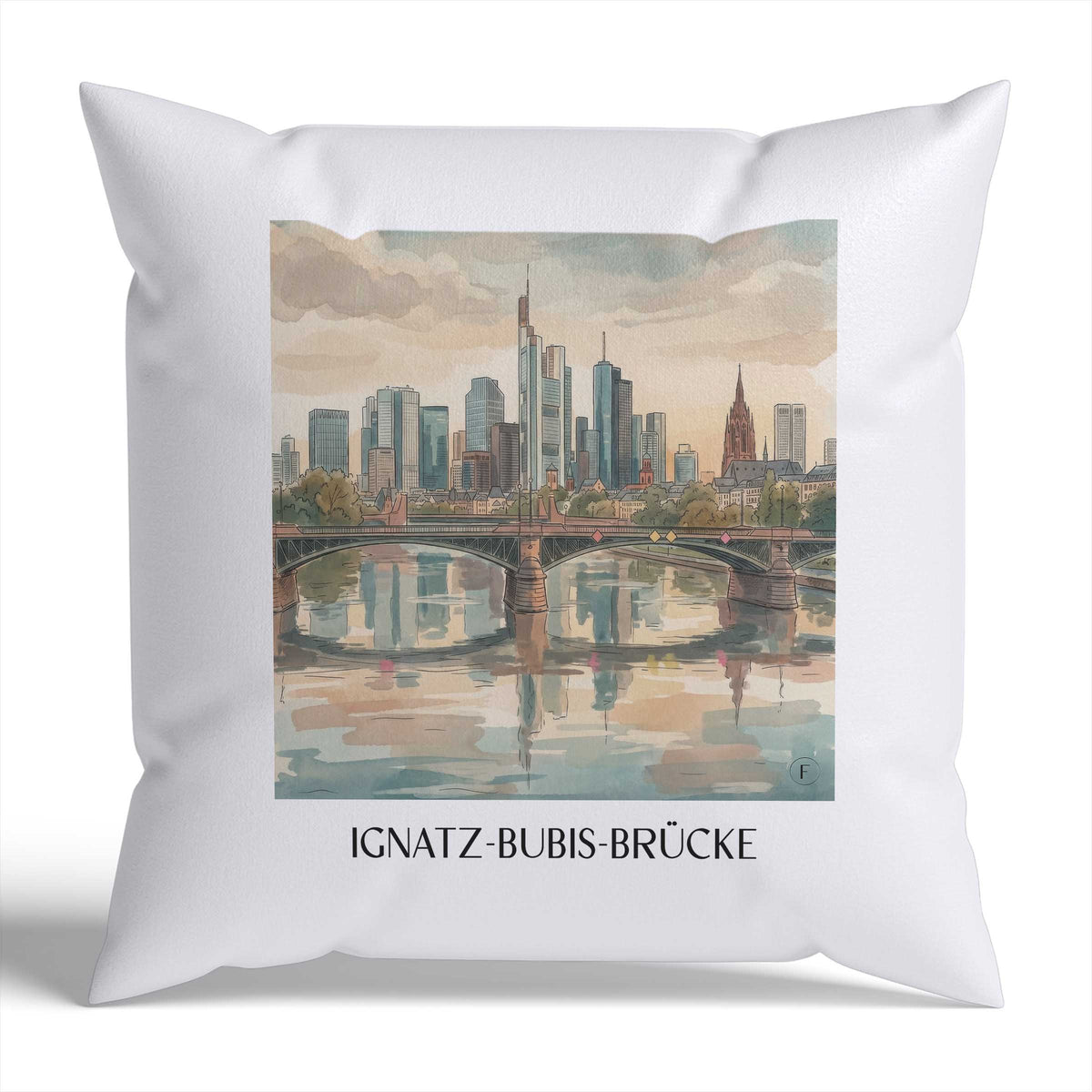 ignatz-bubis-brücke-frankfurt-deutschland-kissenbezug-aquarell