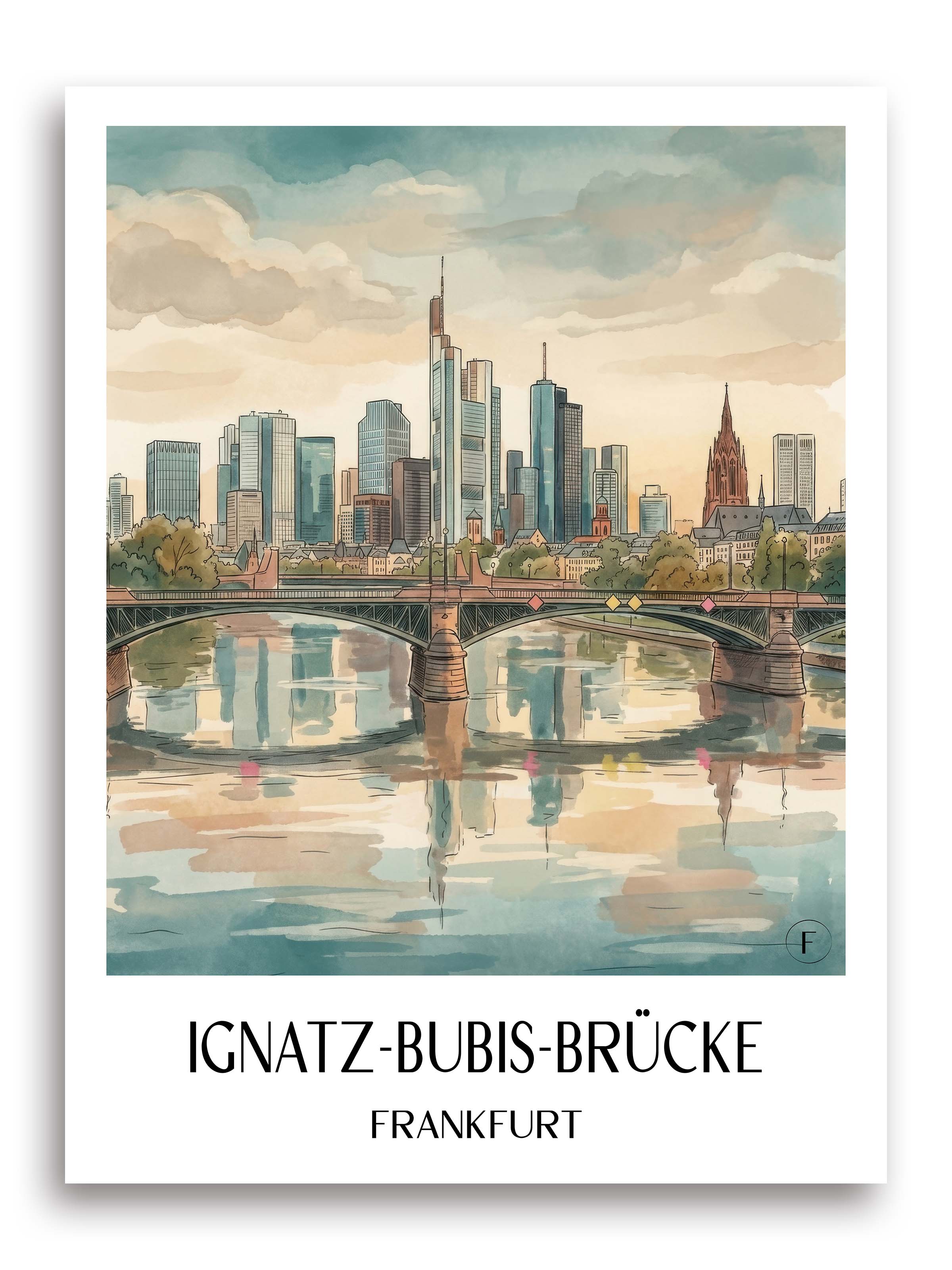 ignatz-bubis-brücke-frankfurt-deutschland-poster-aquarell