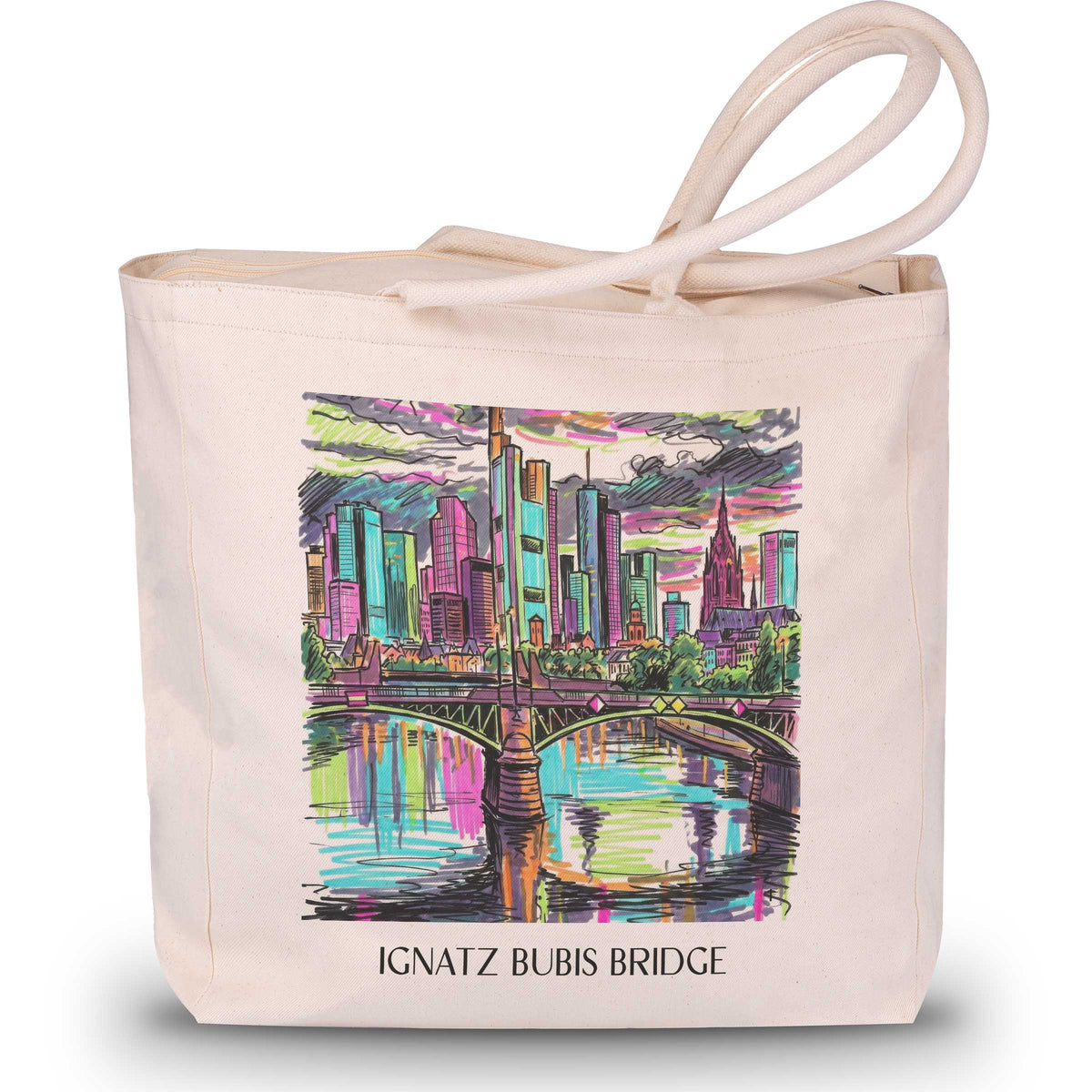 Ignatz-Bubis-Brücke Shopping Tasche - Frankfurt - Deutschland Tote Bag - Einkaufstasche im Tag Graffiti Stil - favplace
